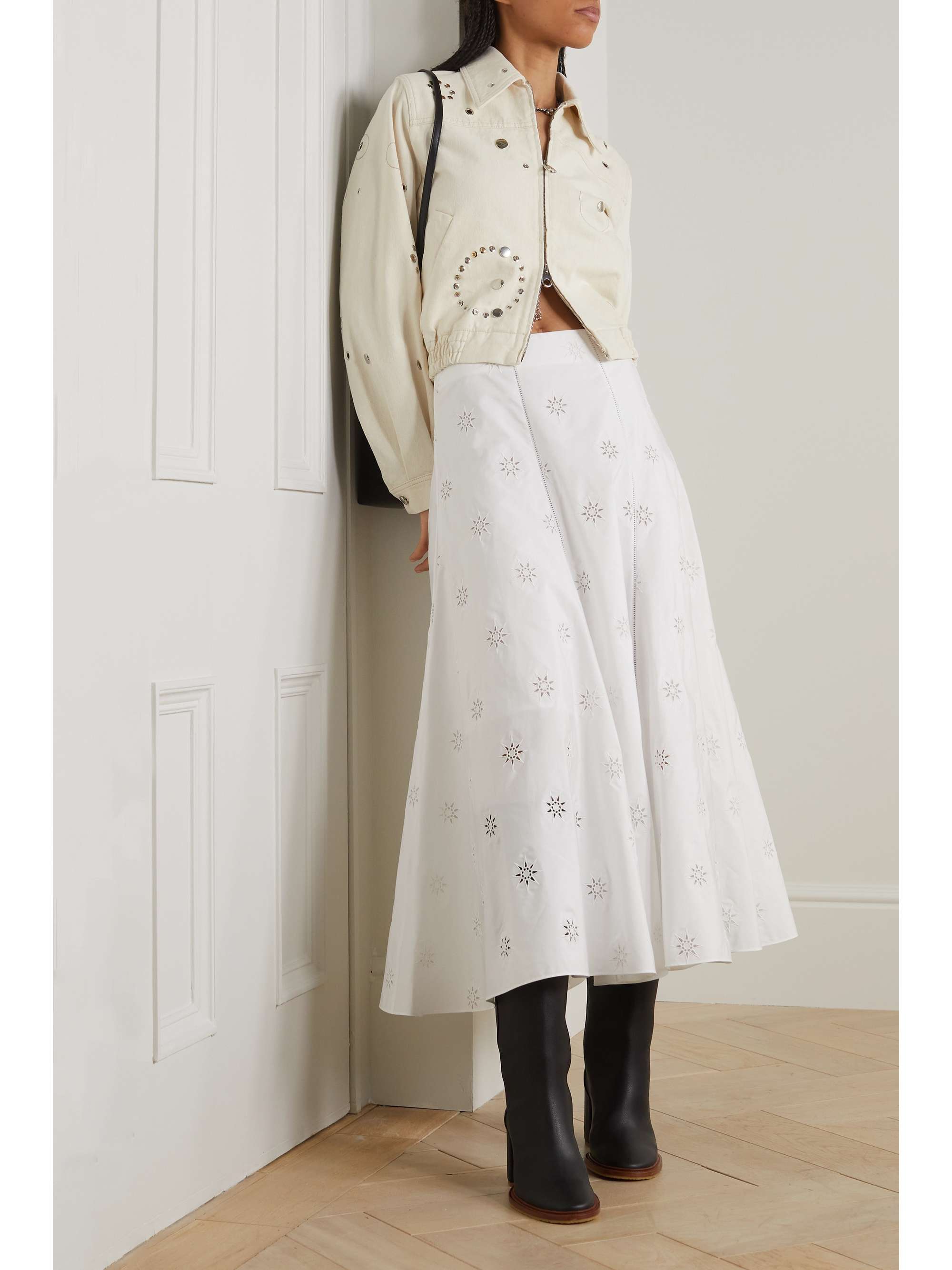 CHLOÉ + NET SUSTAIN embellished recycled cotton and hemp-blend denim jacket