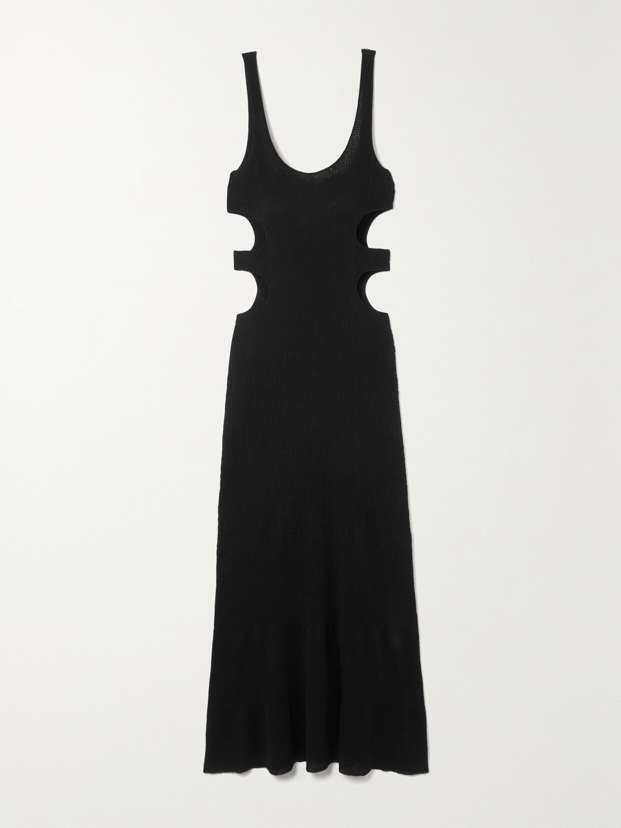 Chloé Cutout Crinkled Silk-linen Knit Maxi Dress In Black