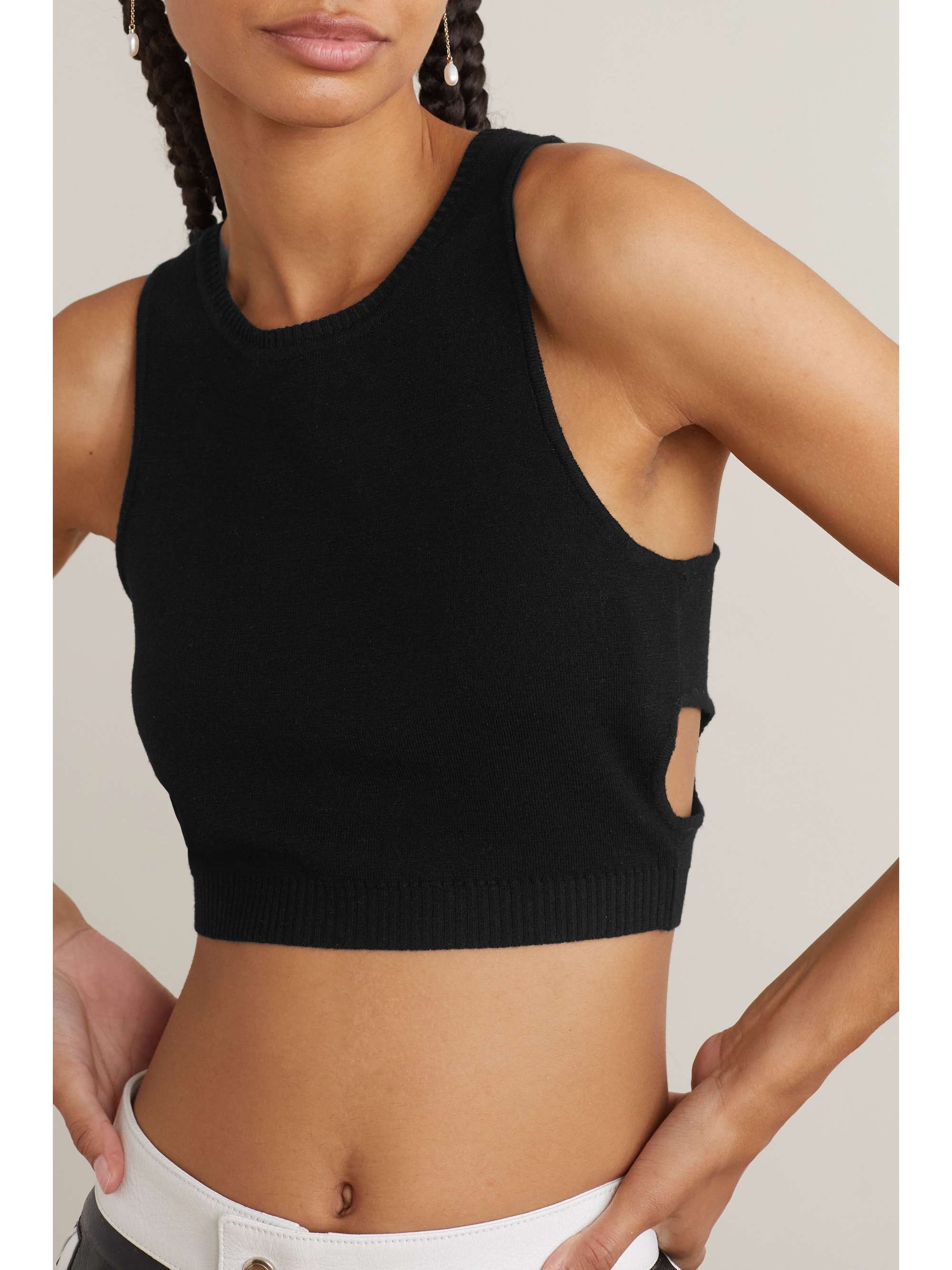 CHLOÉ Cropped cutout wool tank