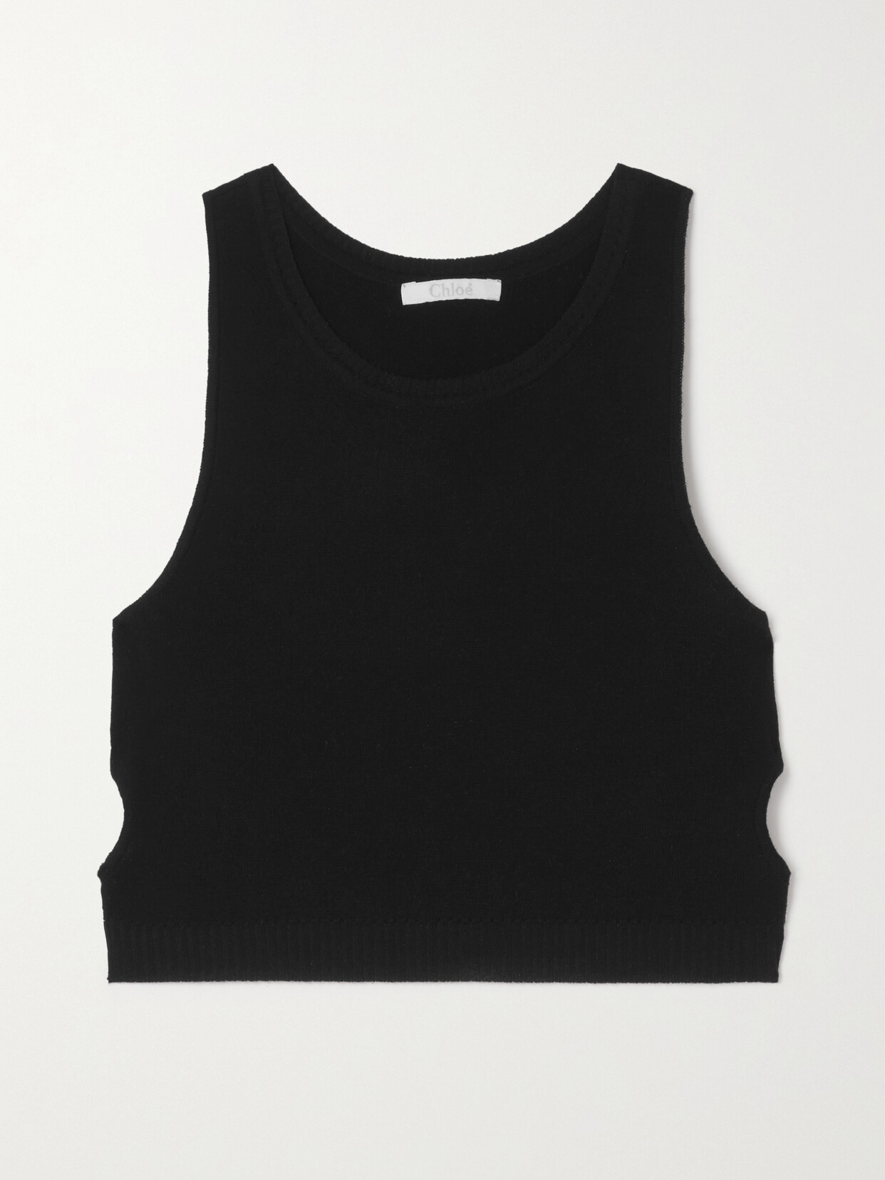 Chloé - Cropped Cutout Wool Tank - Black