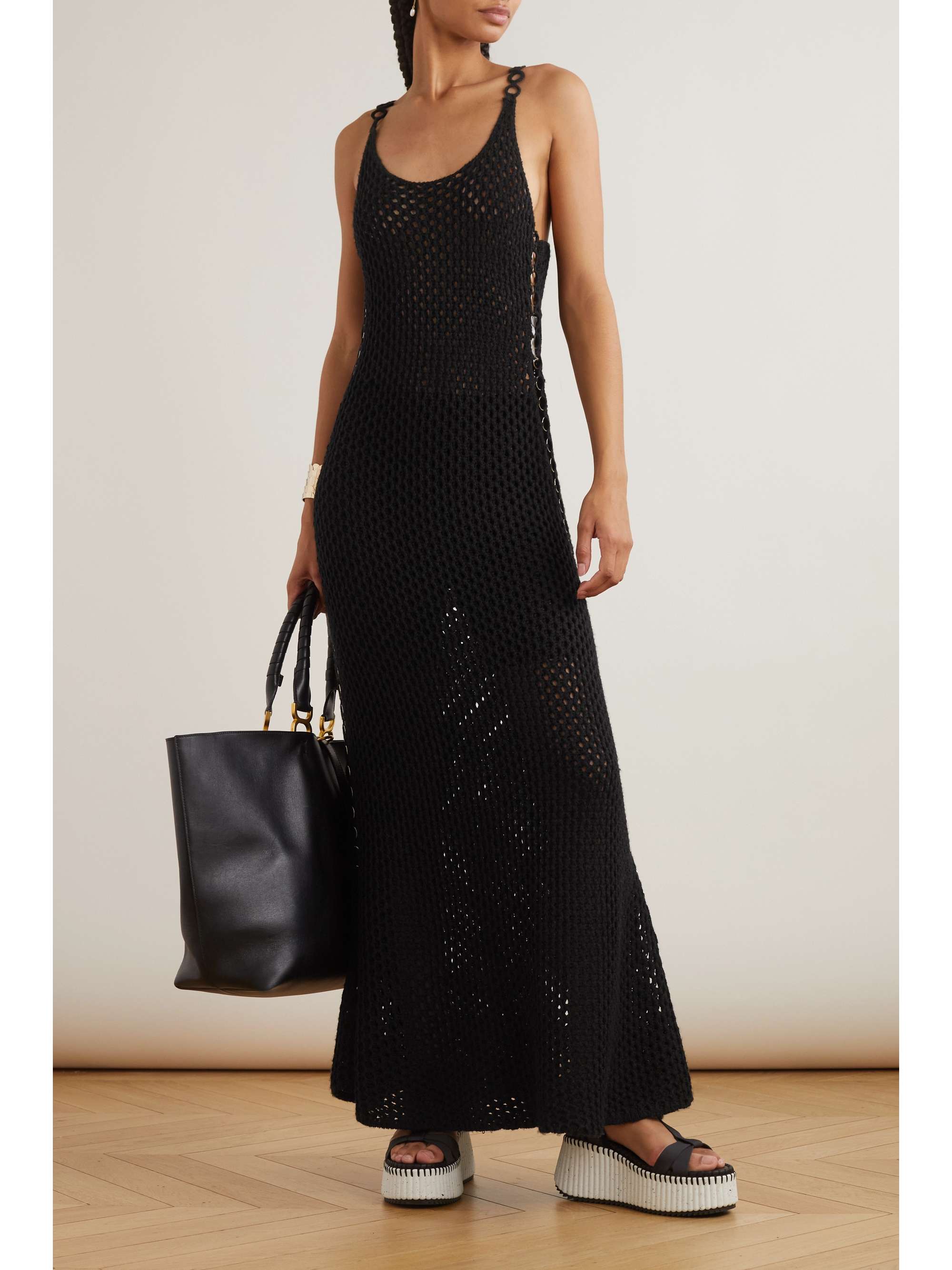CHLOÉ Embellished crocheted wool maxi dress