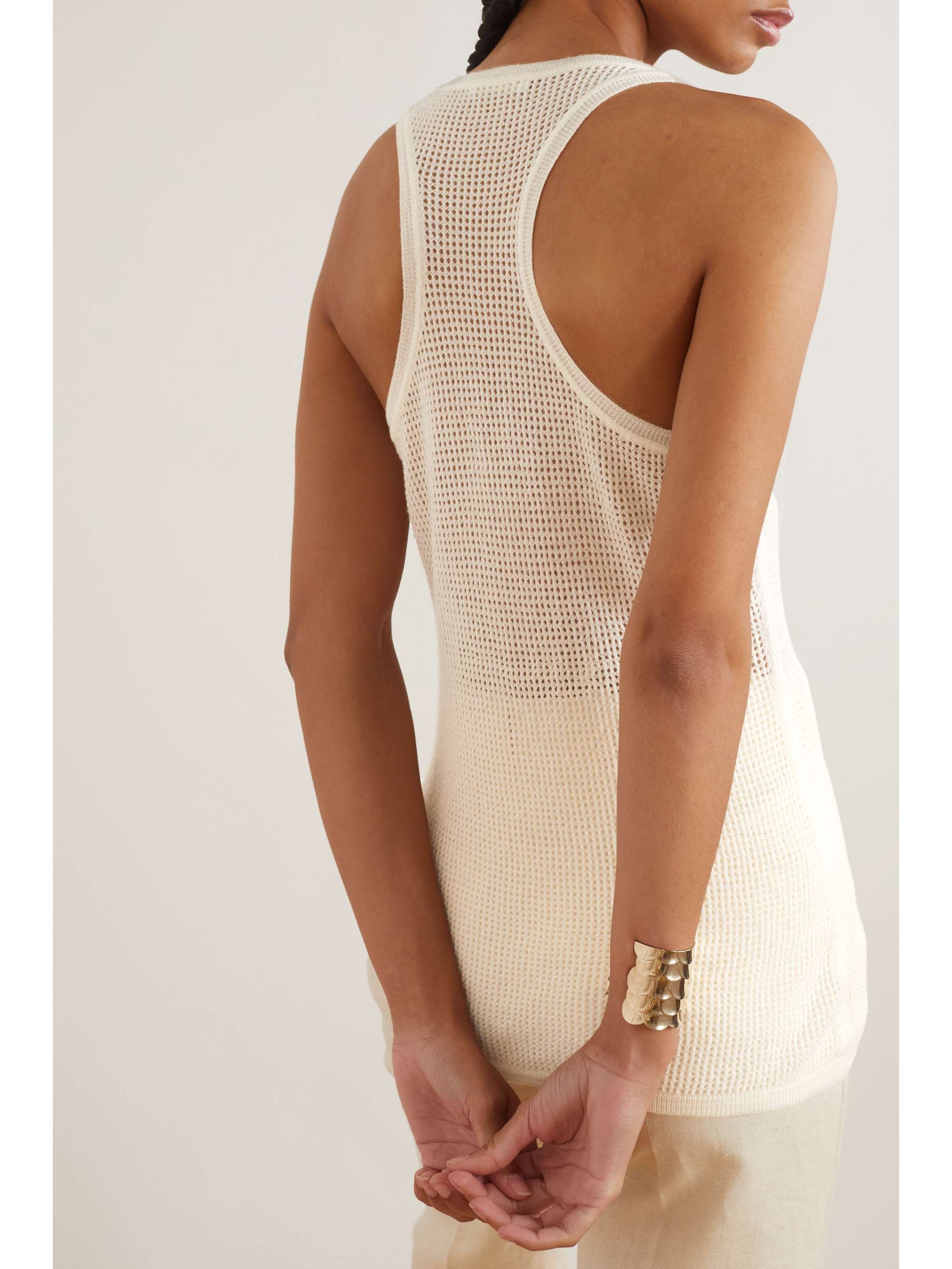 CHLOÉ Crocheted wool and cashmere-blend tank