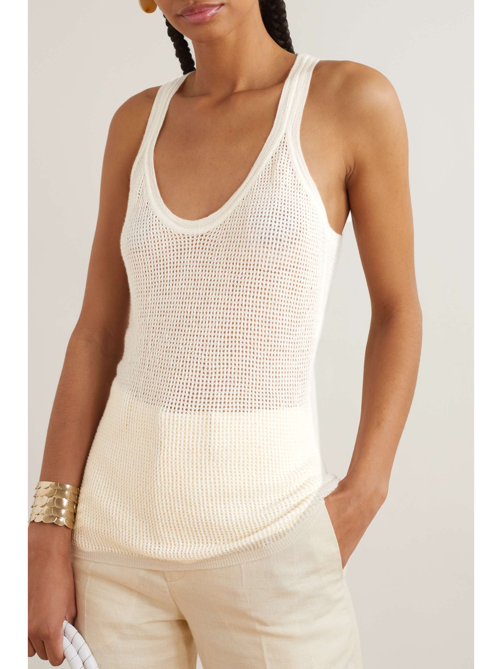 CHLOÉ Crocheted wool and cashmere-blend tank