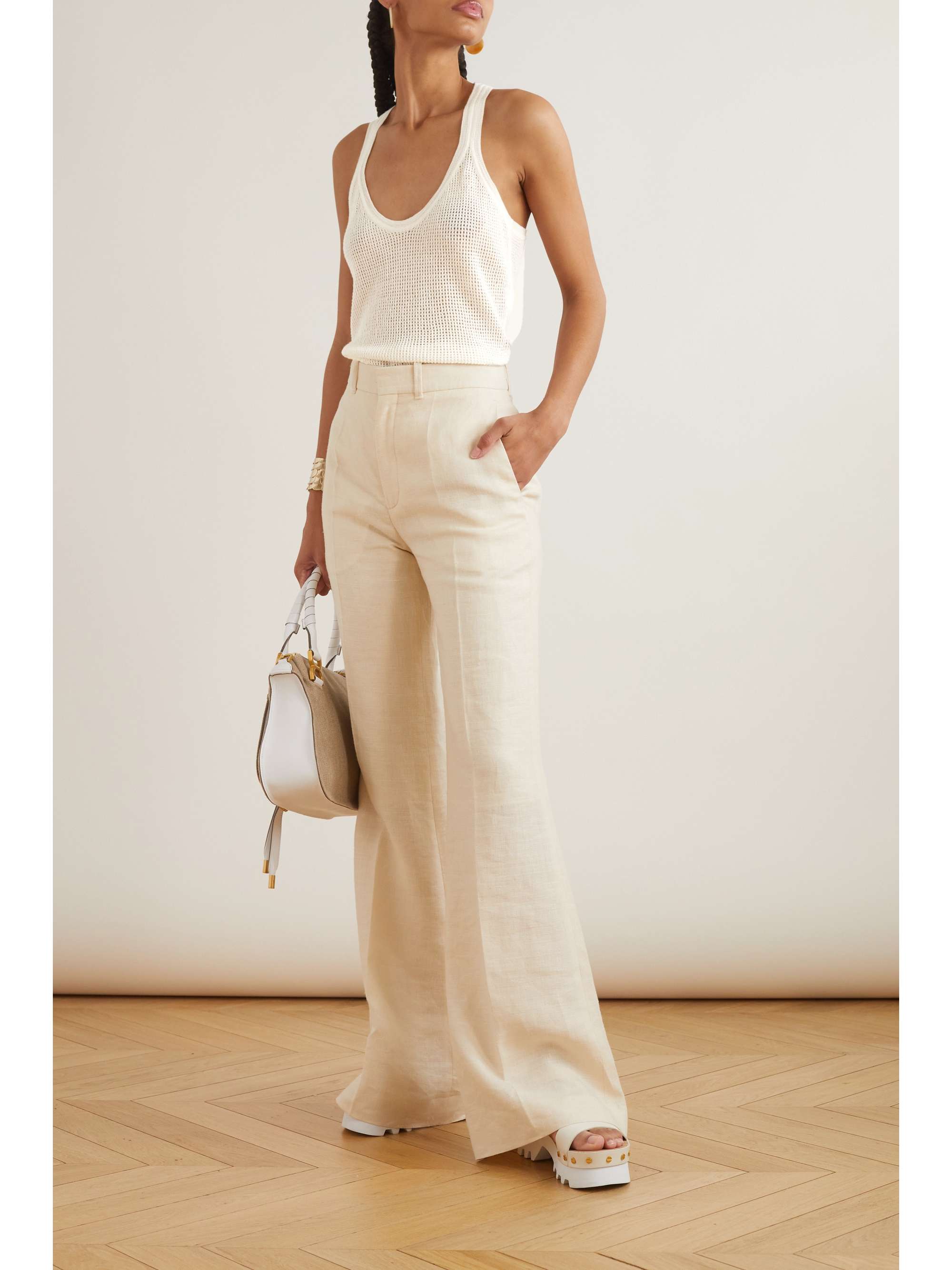 CHLOÉ Crocheted wool and cashmere-blend tank