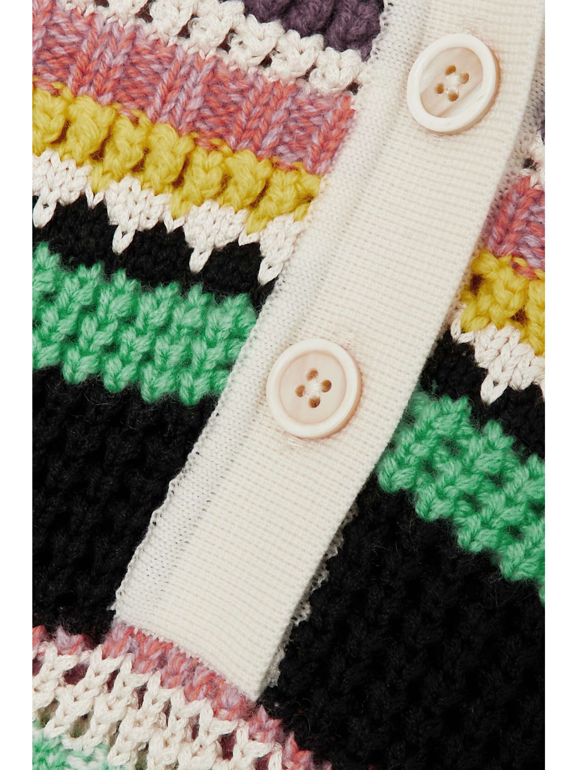 CHLOÉ Striped crochet-paneled wool polo shirt
