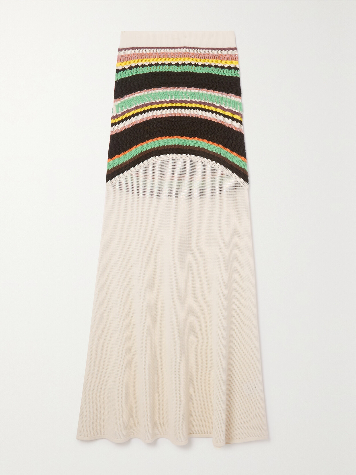 Chloé Striped Crocheted Wool-blend Maxi Skirt In 0ya Multicolor Black