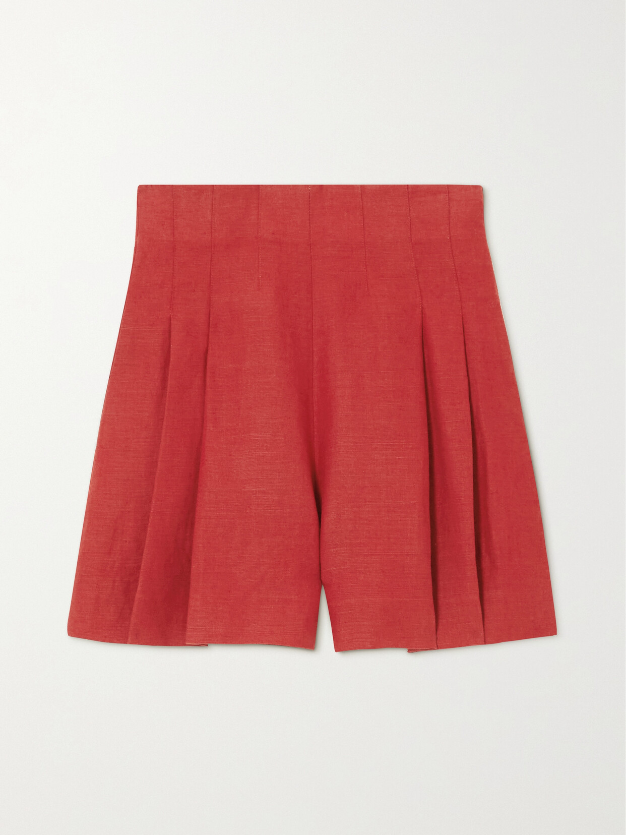 Chloé + Net Sustain Pleated Linen Shorts - Red