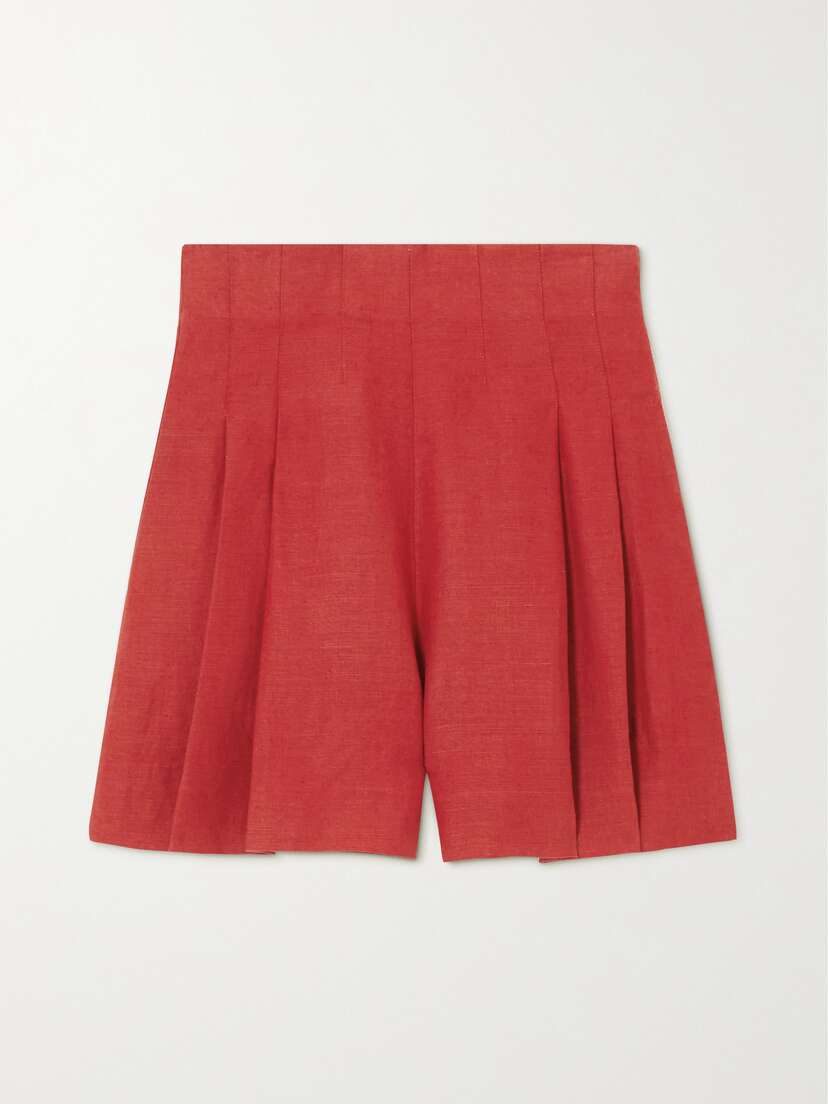Chloé + Net Sustain Pleated Linen Shorts
