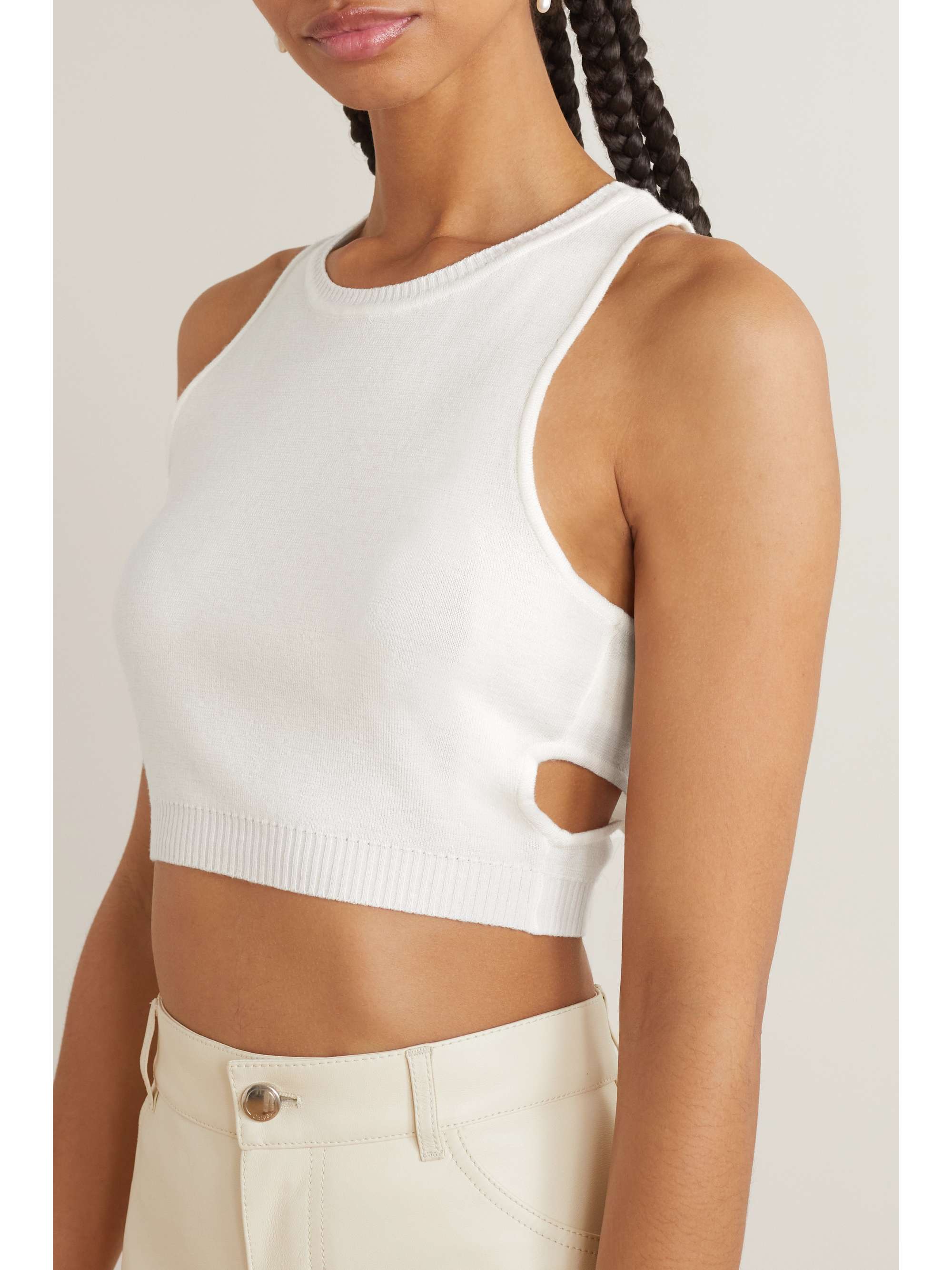 CHLOÉ Cropped cutout wool tank