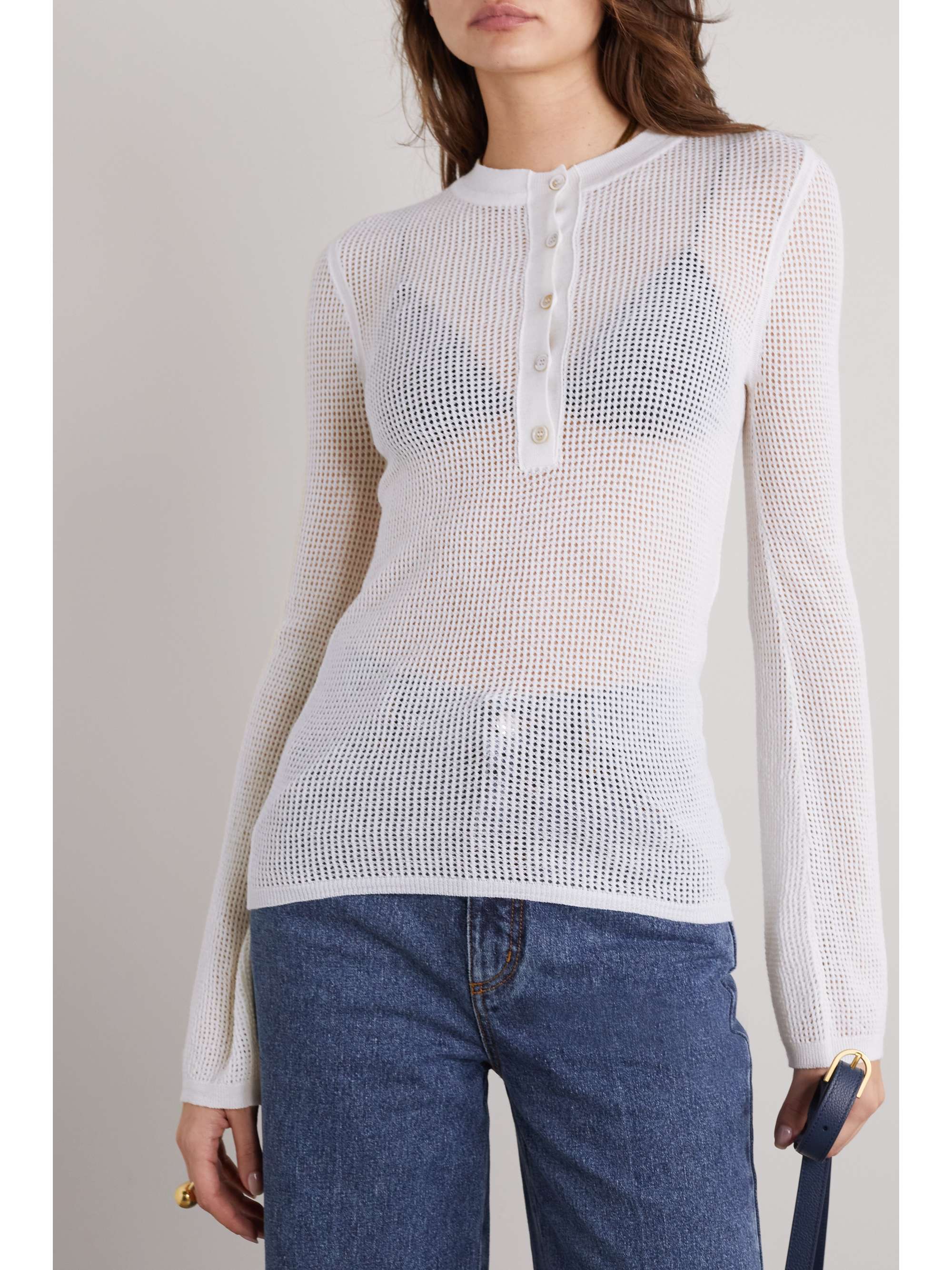 CHLOÉ Wool and cashmere-blend mesh sweater