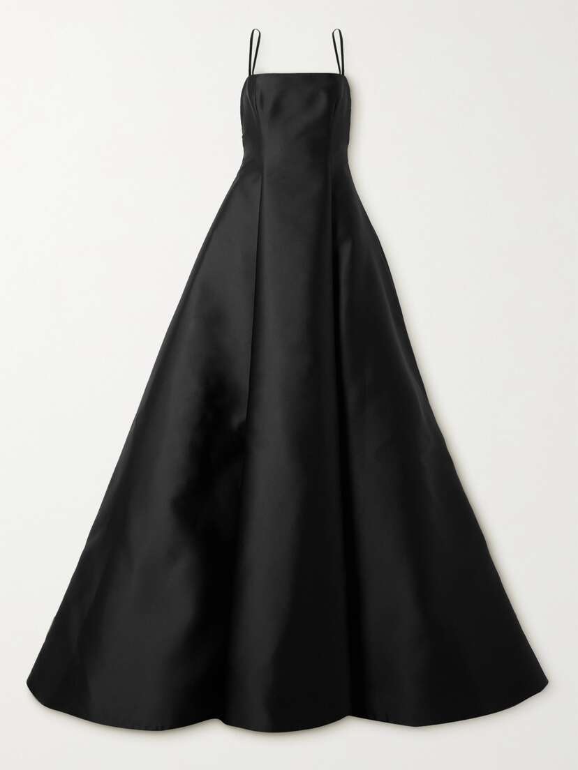 Valentino Garavani Open-back Pleated Duchesse-satin Gown