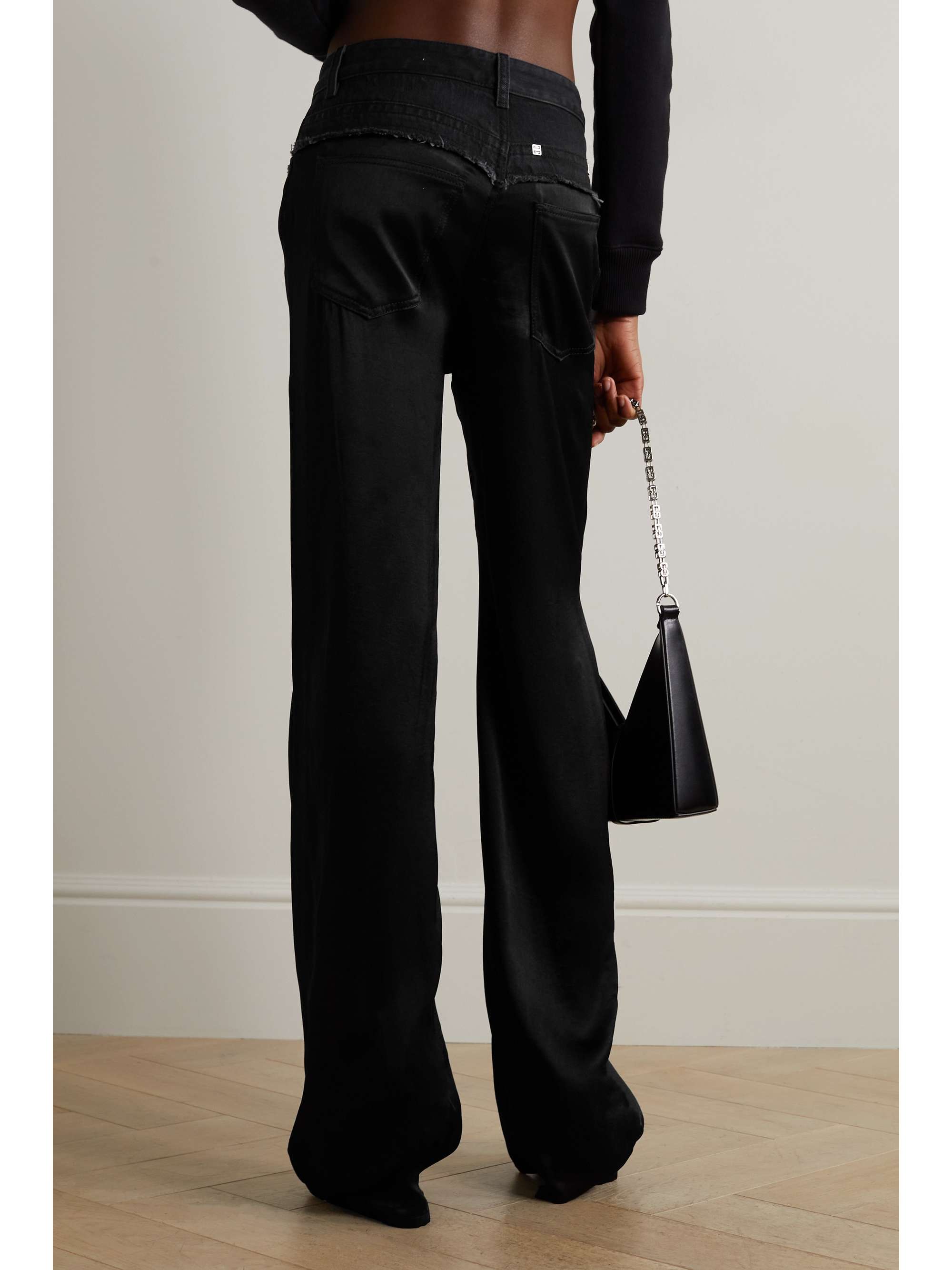 GIVENCHY Pantalon droit en satin et en jean effet vieilli