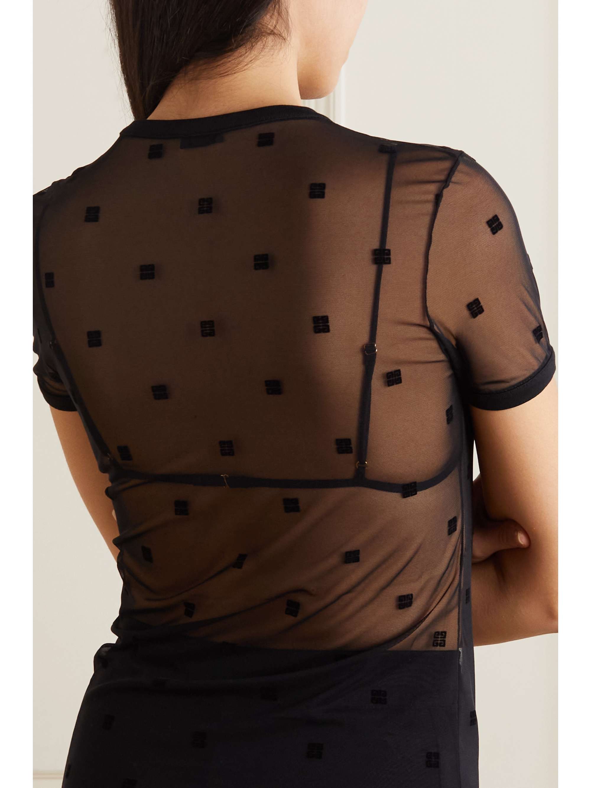 GIVENCHY 4G flocked stretch-tulle T-shirt