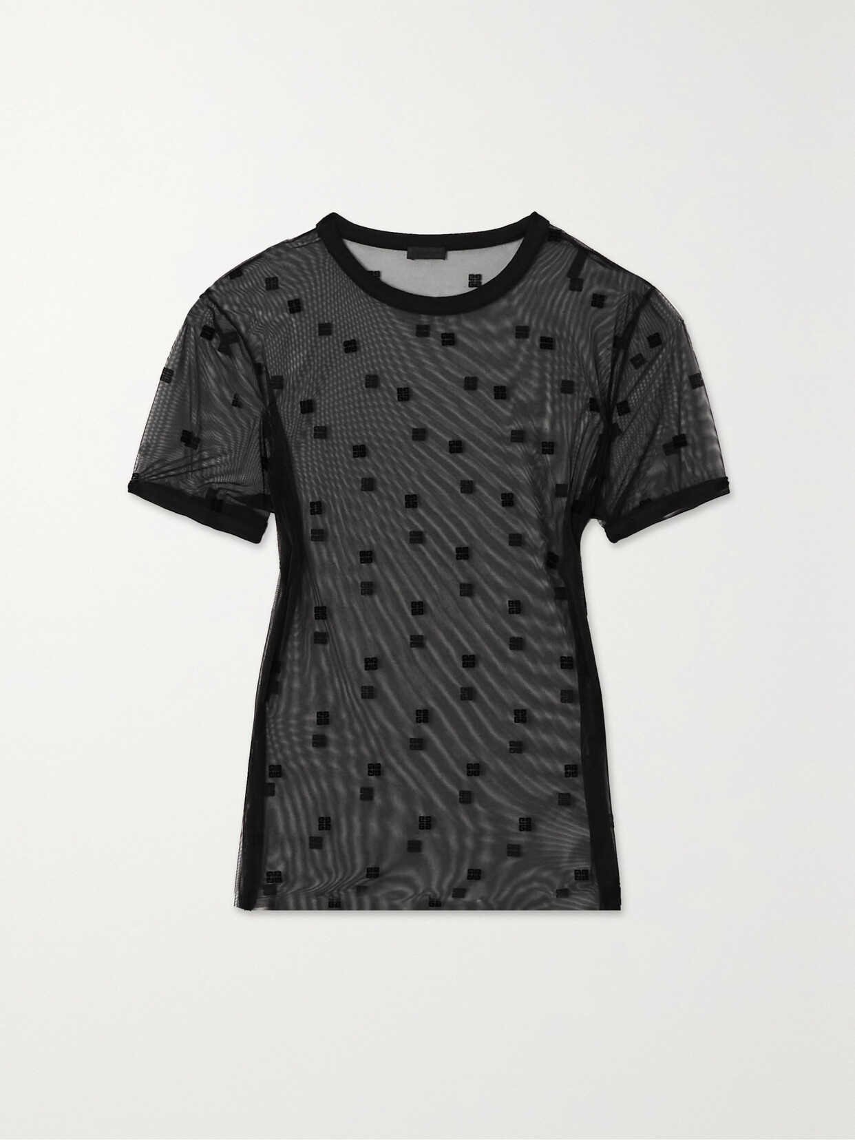 Givenchy - 4g Flocked Stretch-tulle T-shirt - Black