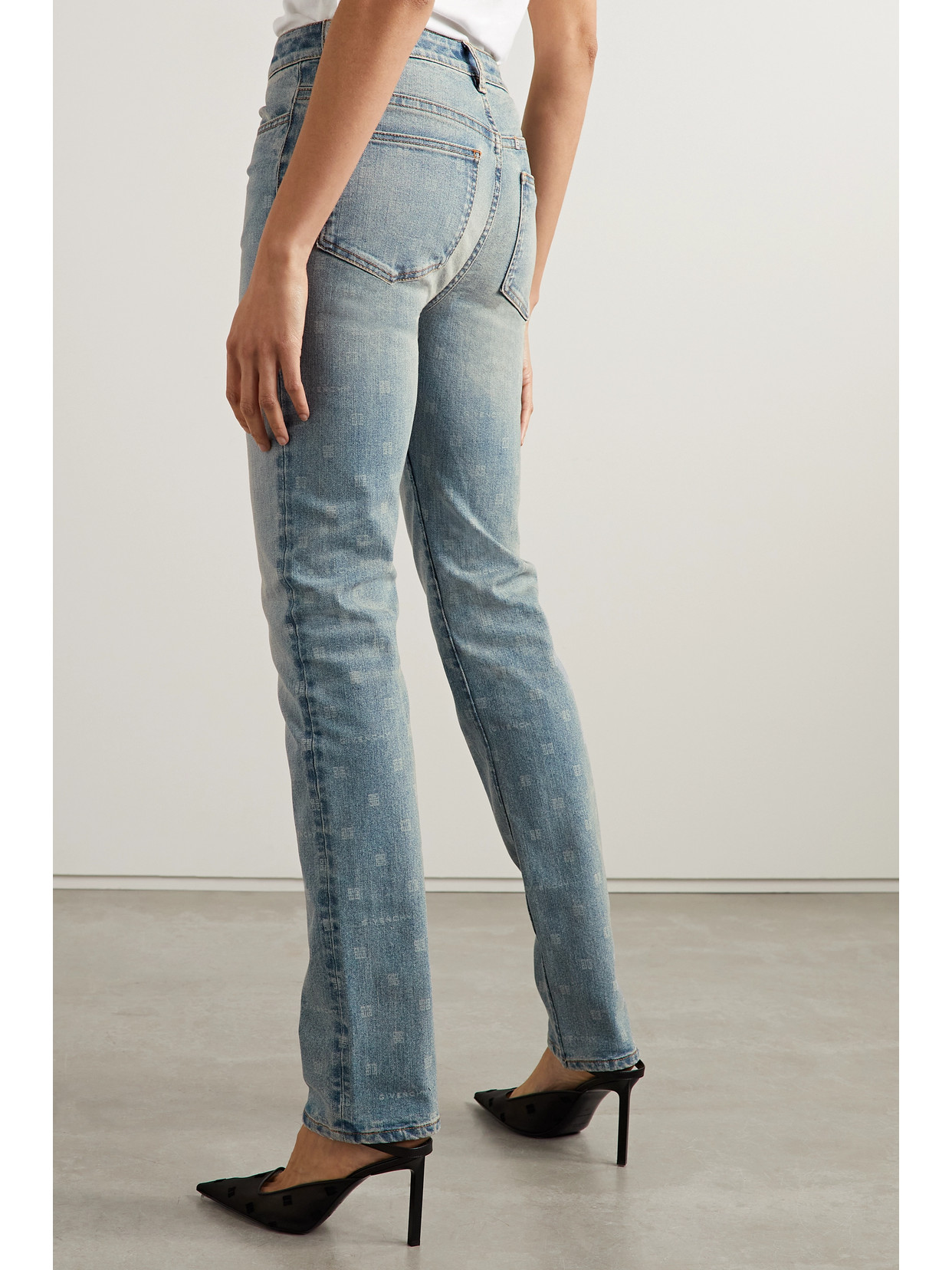 Shop Givenchy Printed High-rise Skinny Jeans In Blue