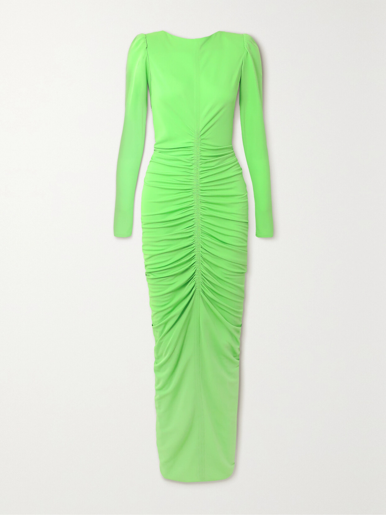 Shop Givenchy Ruched Crepe De Chine Maxi Dress In Green