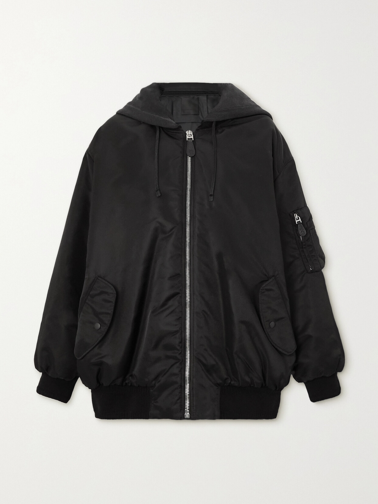 Givenchy - Oversized Hooded Jersey And Shell Bomber Jacket - Black