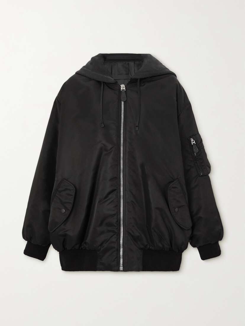 Givenchy Oversized Hooded Jersey And Shell Bomber Jacket