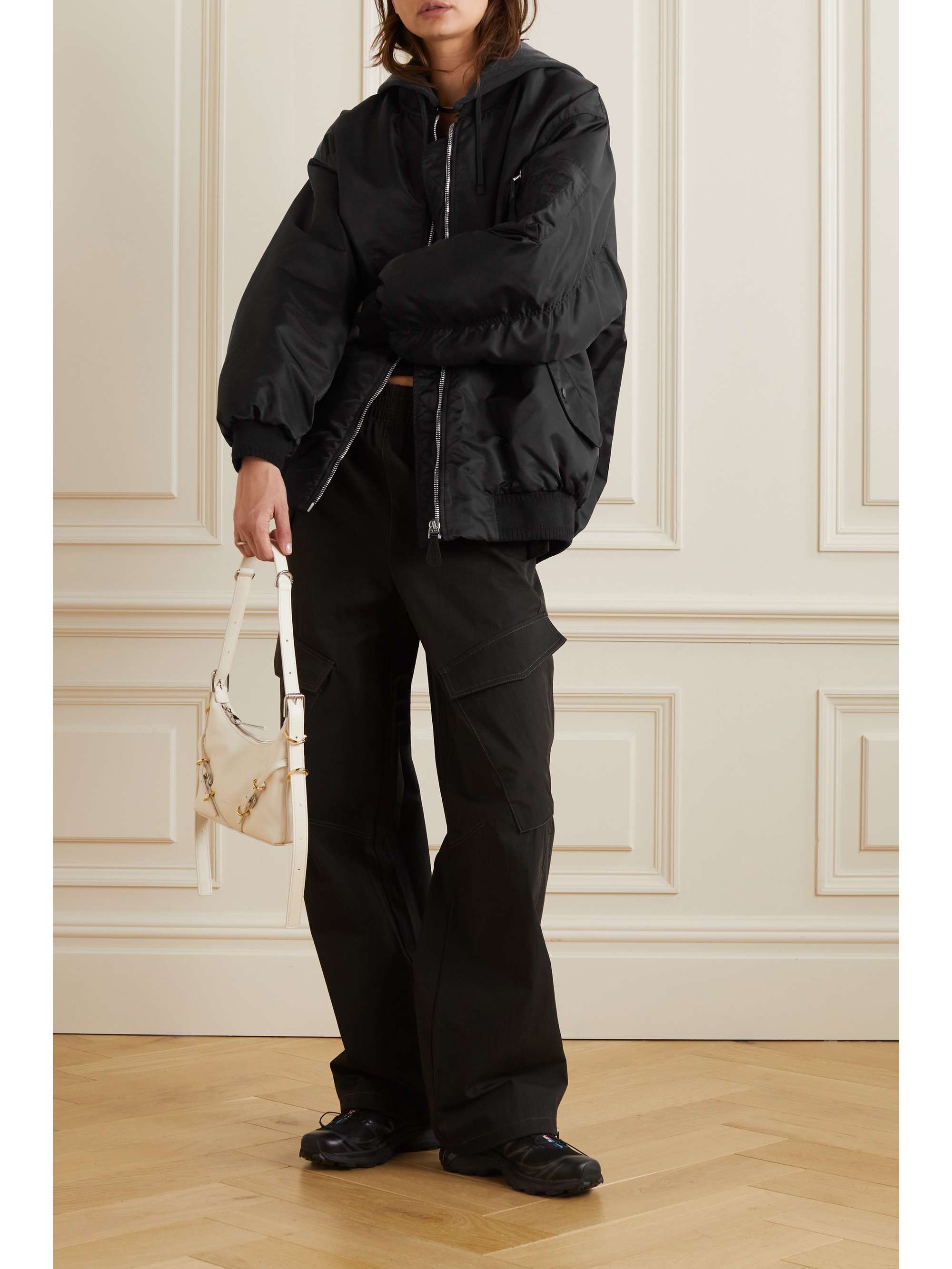 GIVENCHY Oversized hooded jersey and shell bomber jacket