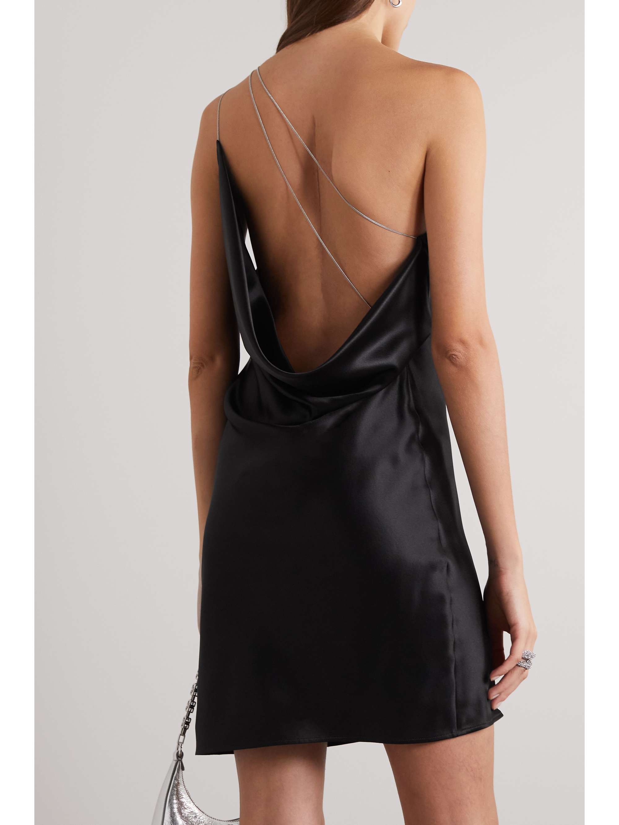 GIVENCHY Mini-robe asymétrique en satin de soie à ornements