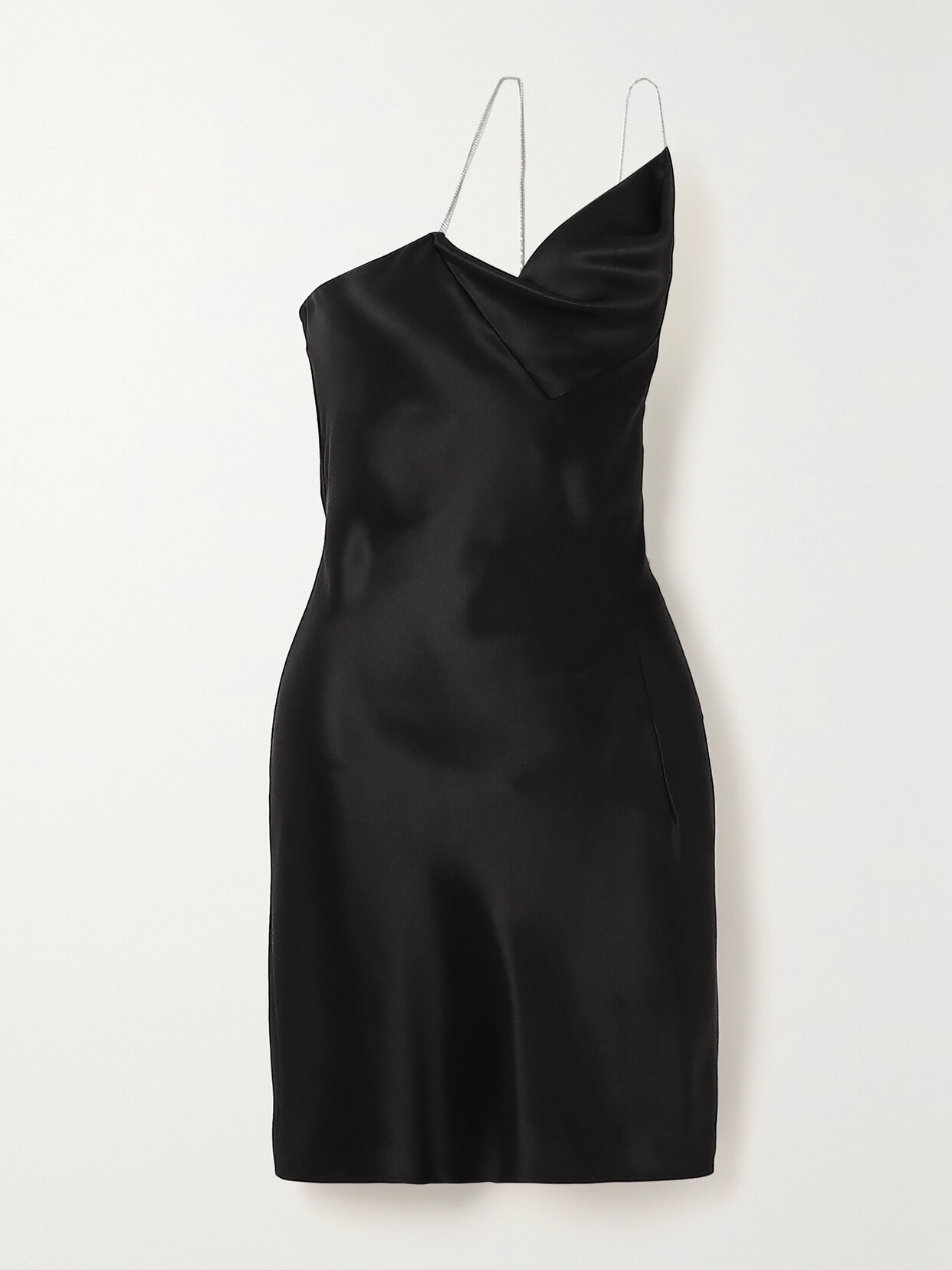 Shop Givenchy One-shoulder Embellished Silk-satin Mini Dress In Black