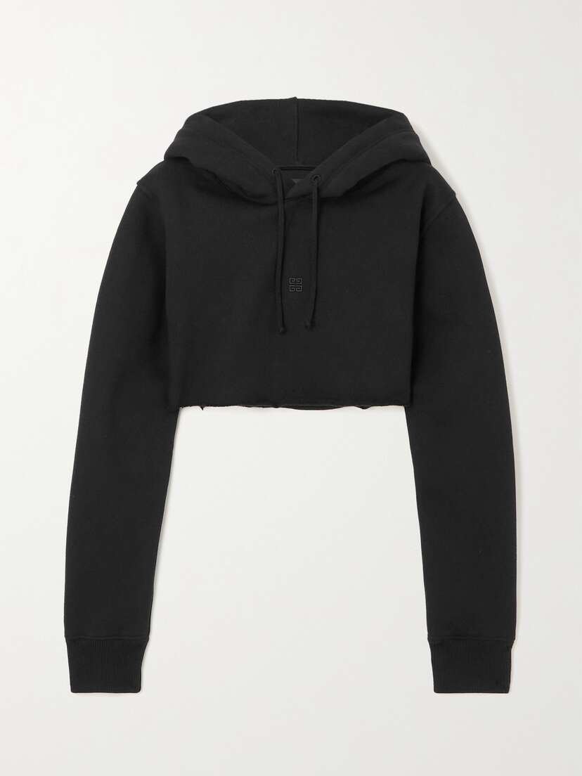 Givenchy Cropped Embroidered Cotton-jersey Hoodie