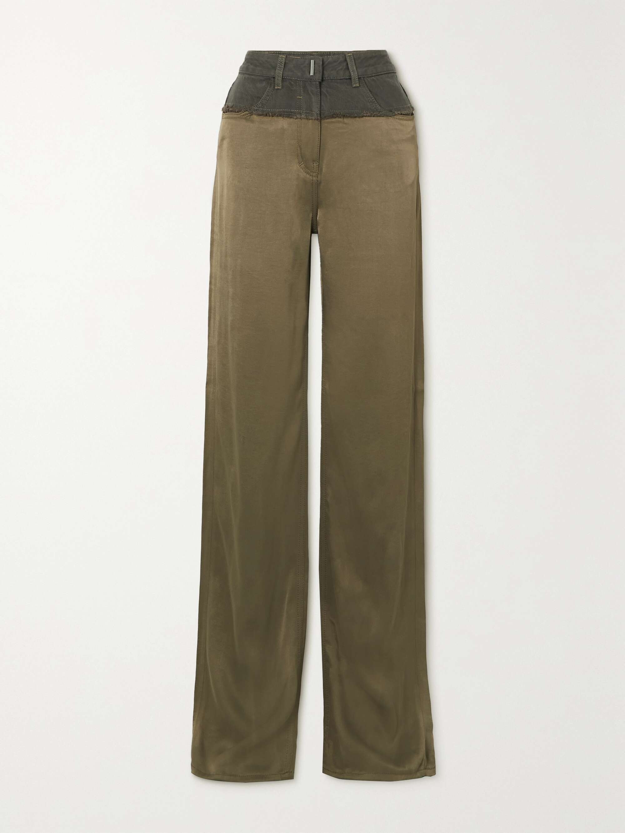 再再販！ GIVENCHY Distressed denim and satin straight-leg pants | NET パンツ