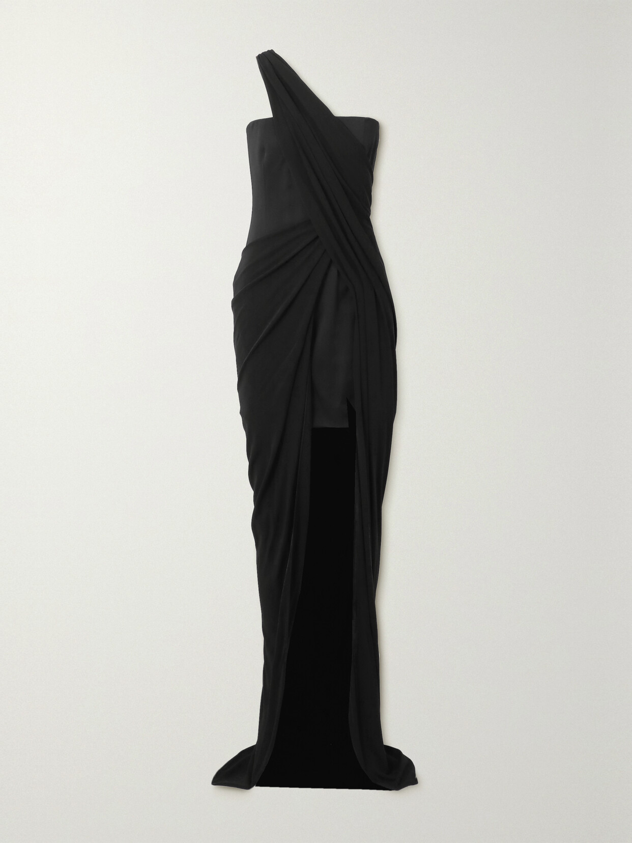 Givenchy Draped One-shoulder Satin Gown In Black