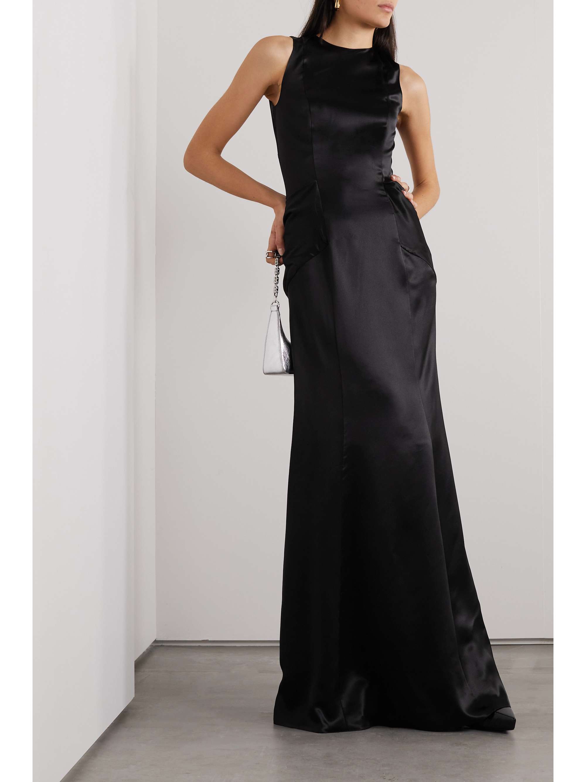 GIVENCHY Paneled tulle and draped silk-satin gown