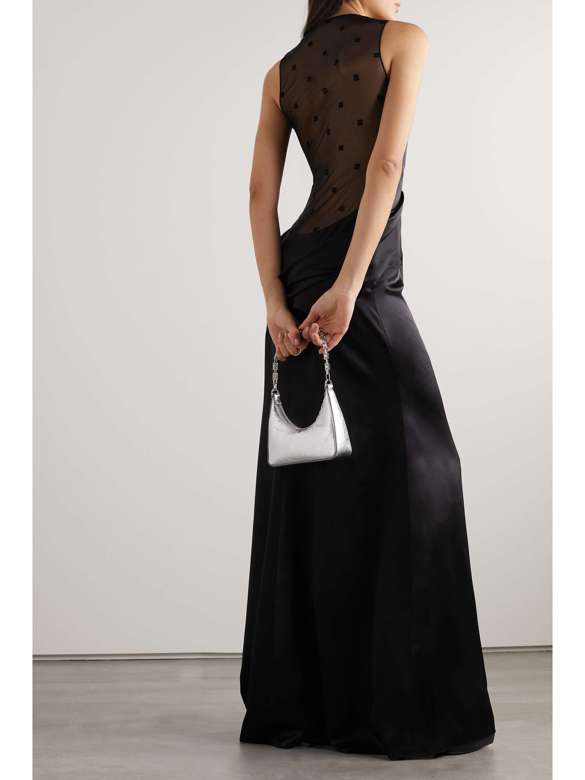 GIVENCHY Paneled tulle and draped silk-satin gown