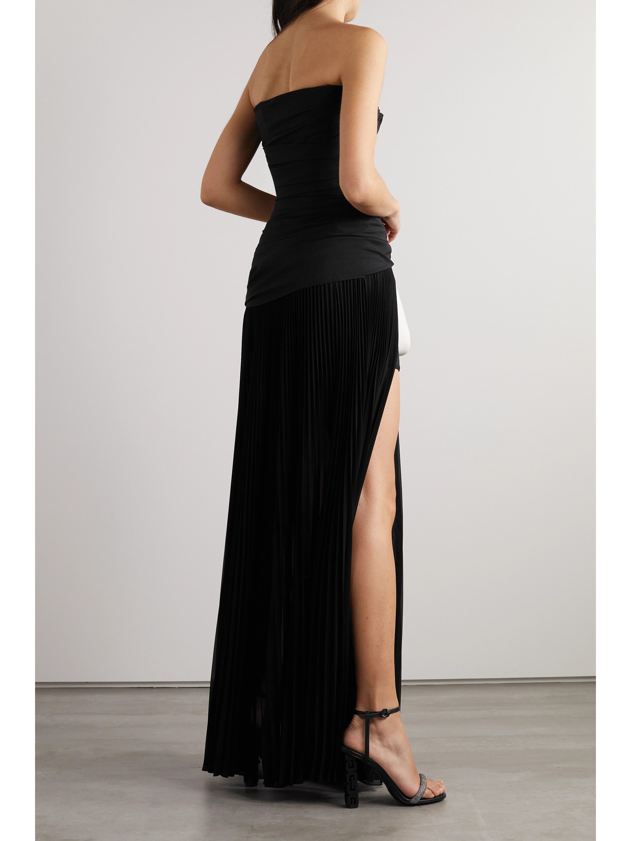 Shop Givenchy Strapless Gathered Stretch-silk And Pleated Shell Gown In Black