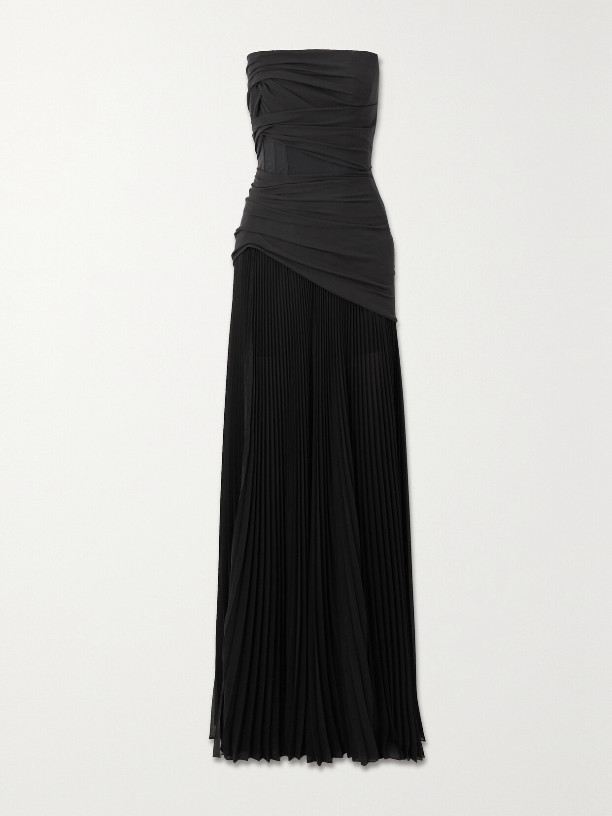 Givenchy Strapless Gathered Stretch-silk And Pleated Shell Gown In Black