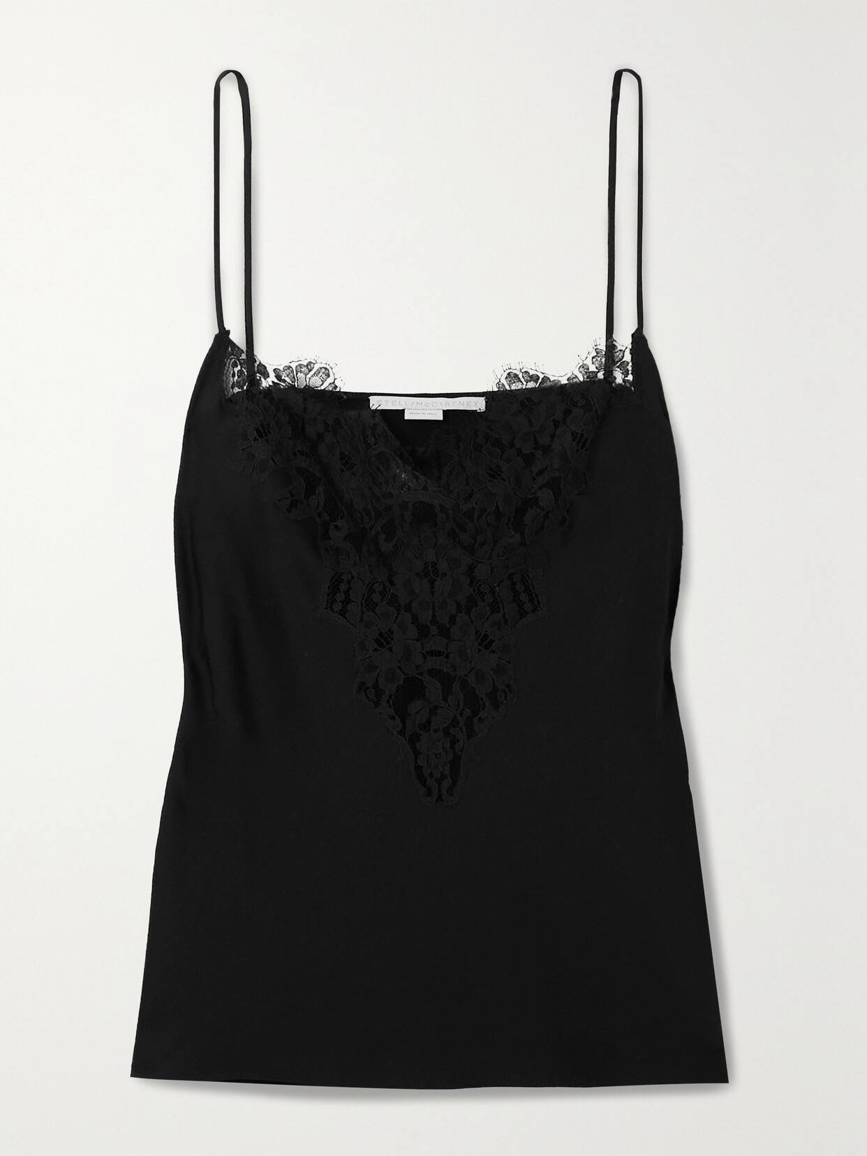 Stella McCartney - Lace-paneled Seersucker Camisole - Black