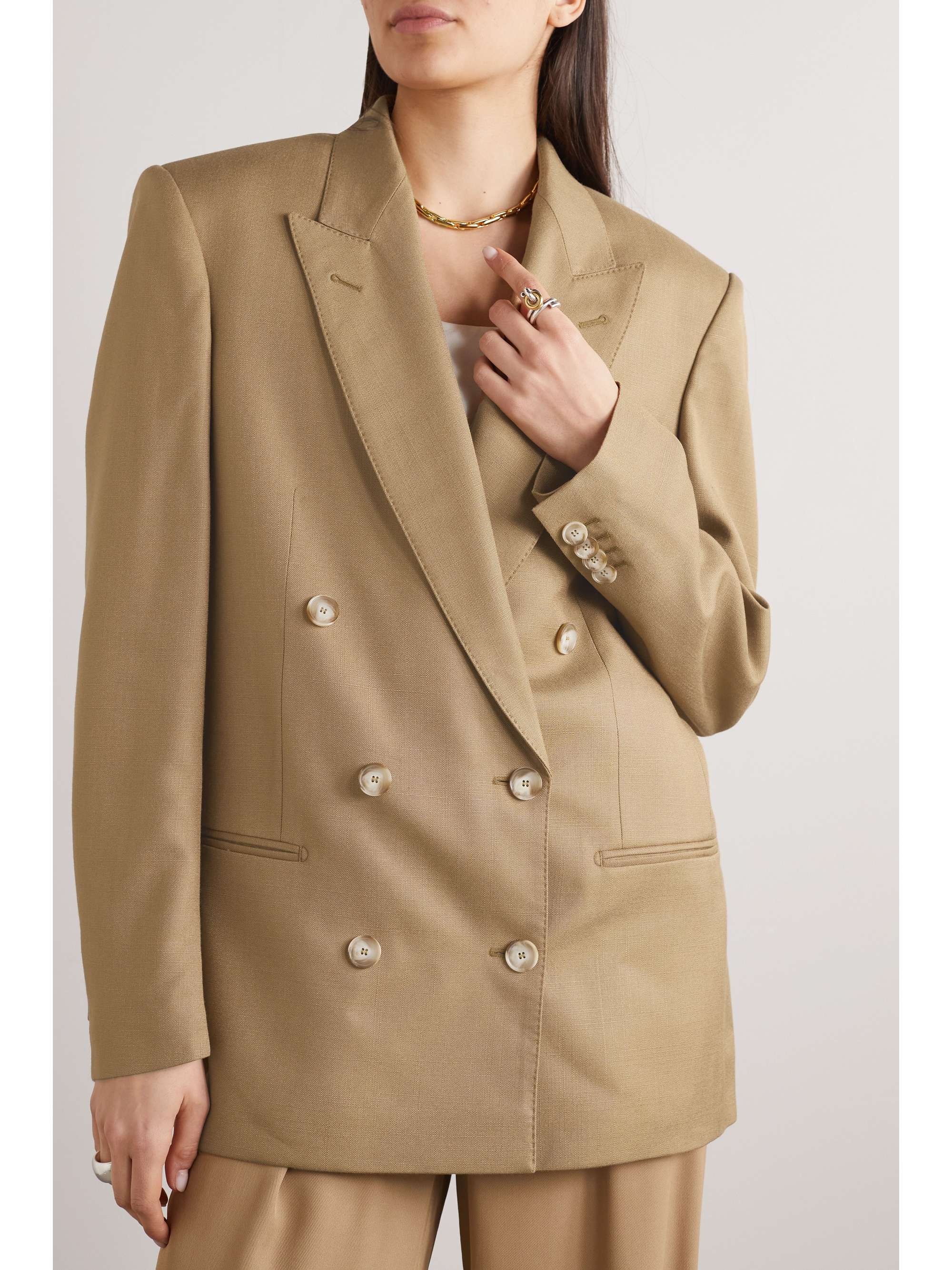 STELLA MCCARTNEY 더블 브레스티드 그랑 드 푸드르 블레이저