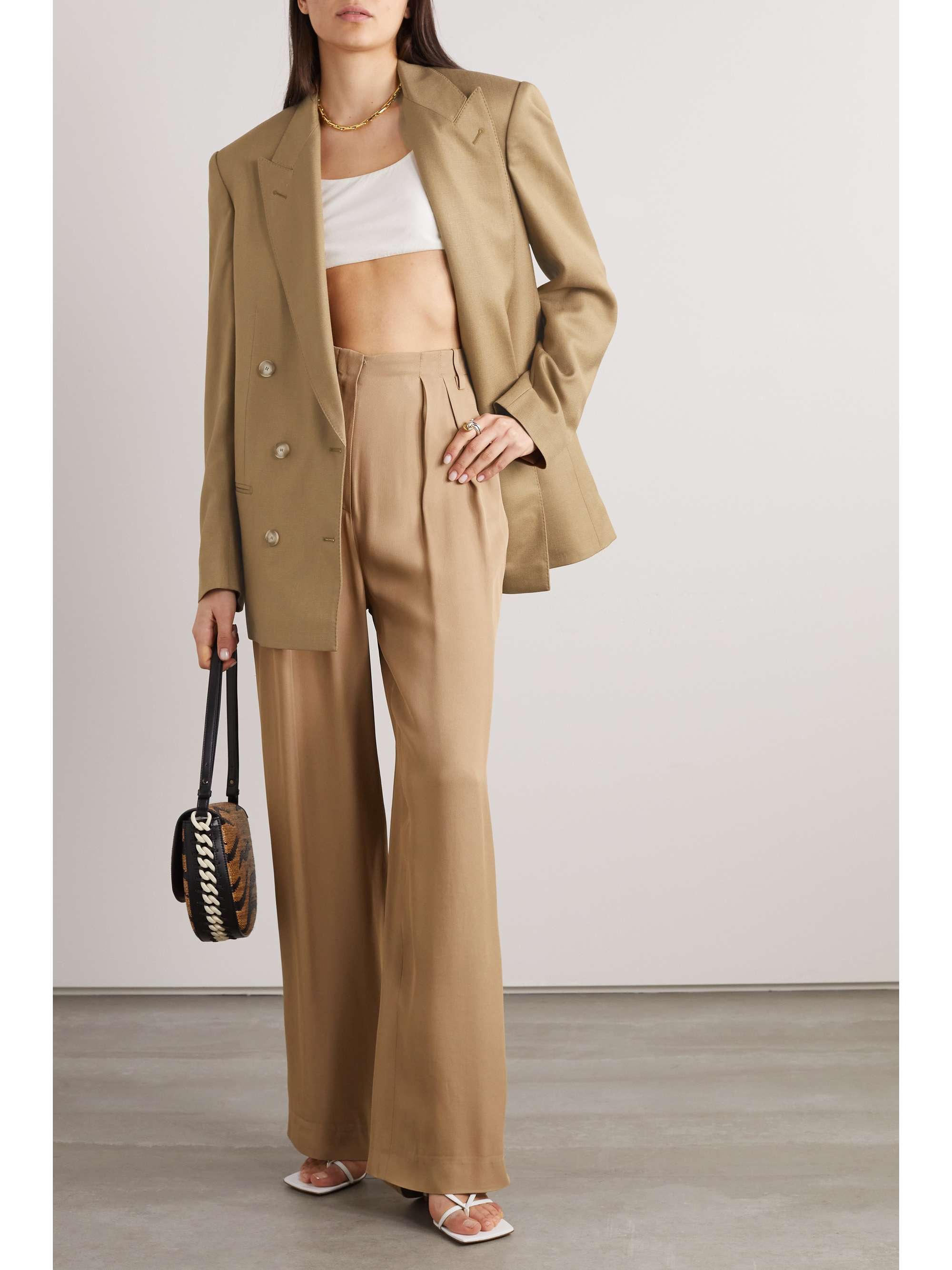 STELLA MCCARTNEY 더블 브레스티드 그랑 드 푸드르 블레이저