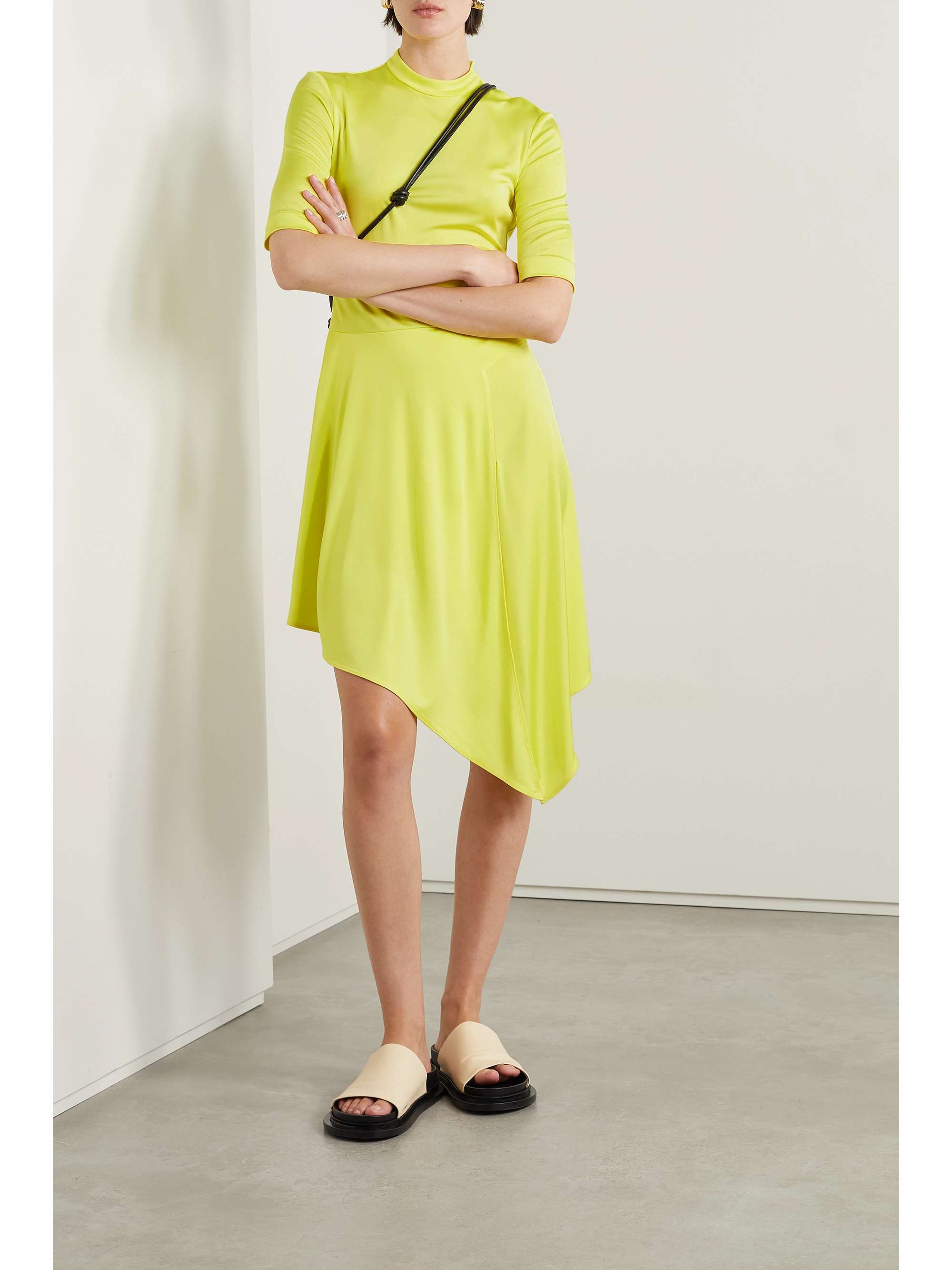 STELLA MCCARTNEY Asymmetric draped stretch-jersey mini dress | NET 