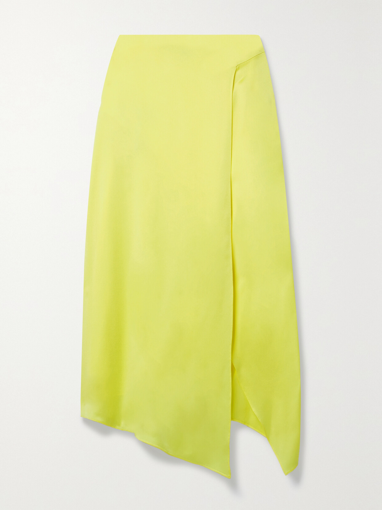 Stella McCartney - Asymmetric Wrap-effect Satin Midi Skirt - Yellow