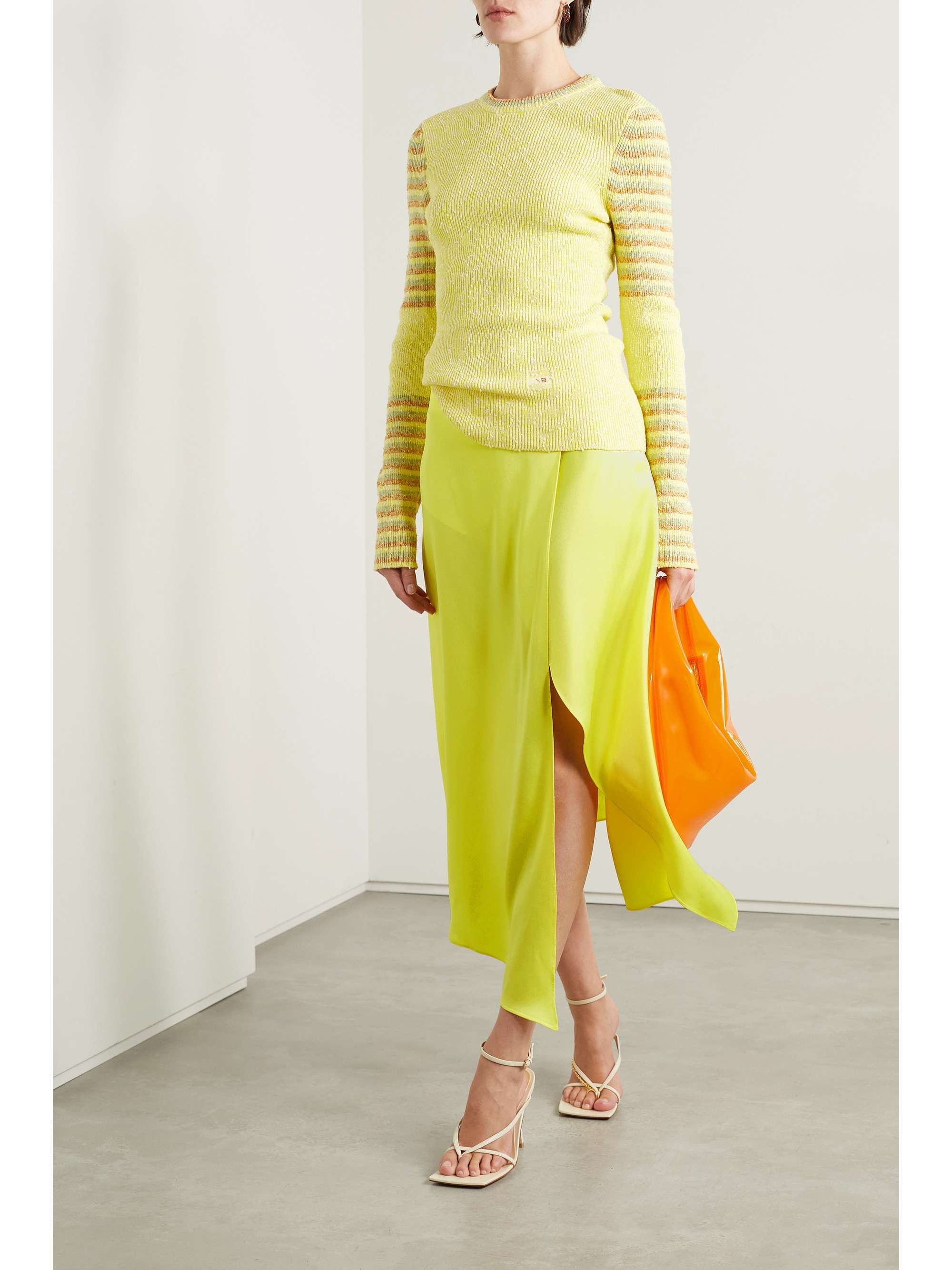 STELLA MCCARTNEY Jupe midi asymétrique effet portefeuille en satin