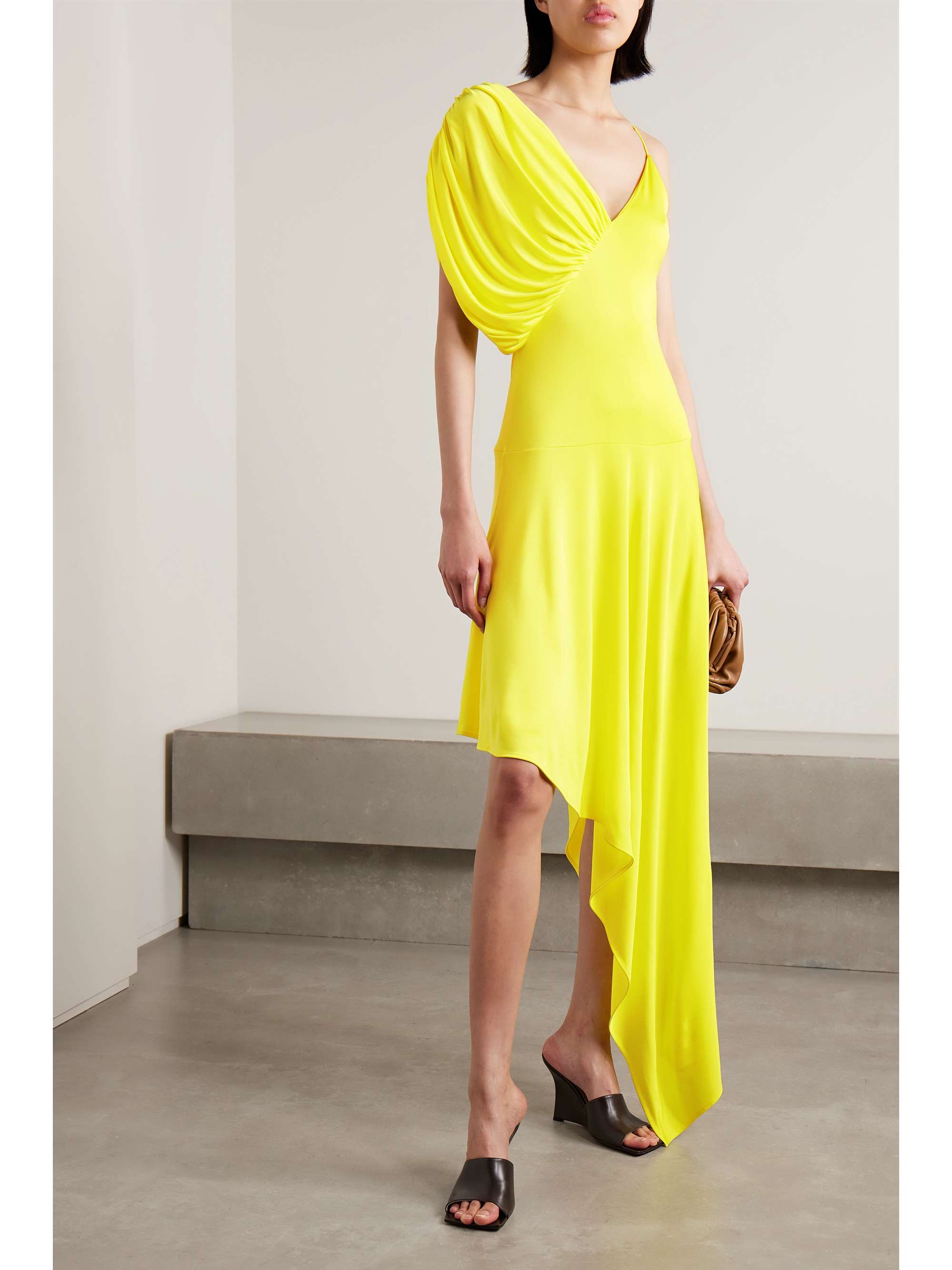 STELLA MCCARTNEY Asymmetric draped jersey dress | NET-A-PORTER