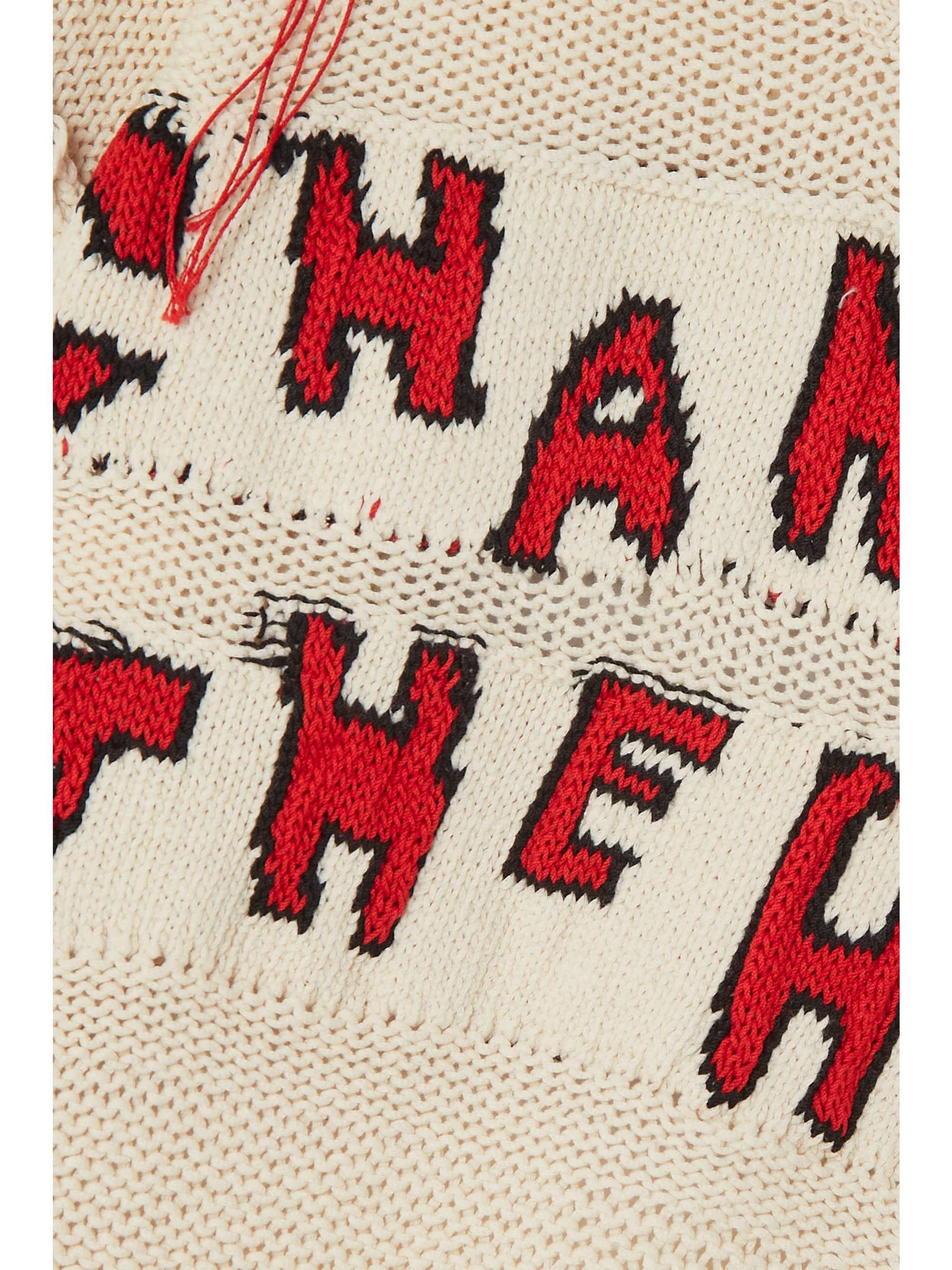STELLA MCCARTNEY + Yoshitomo Nara open-back distressed intarsia cotton sweater