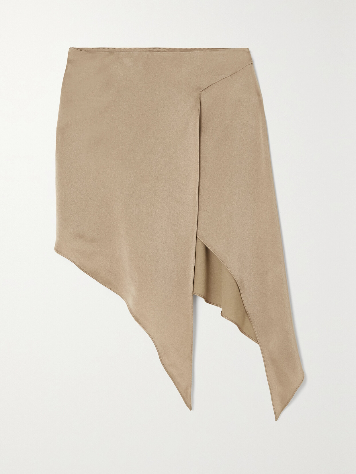 Stella McCartney - Asymmetric Draped Stretch-satin Mini Skirt - Neutrals