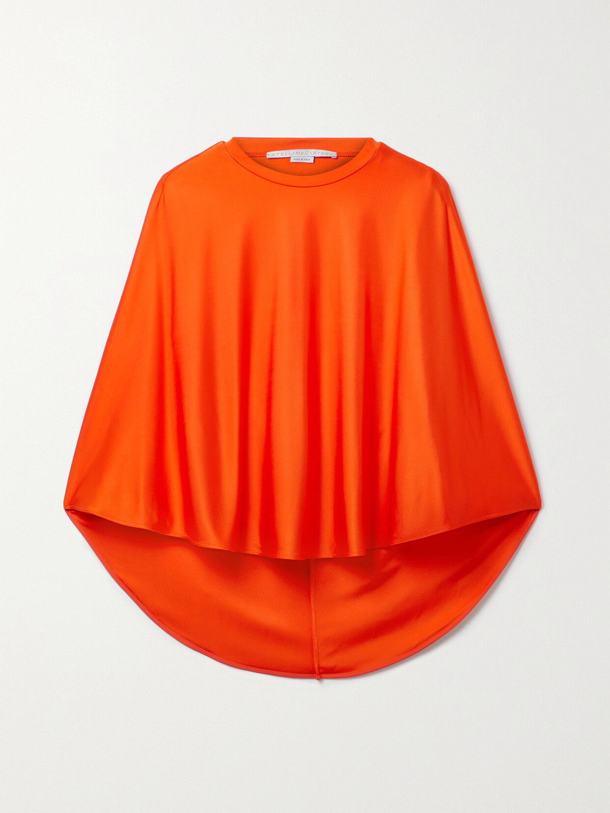 Stella McCartney - Asymmetric Neon Satin-jersey Blouse - Orange - IT40