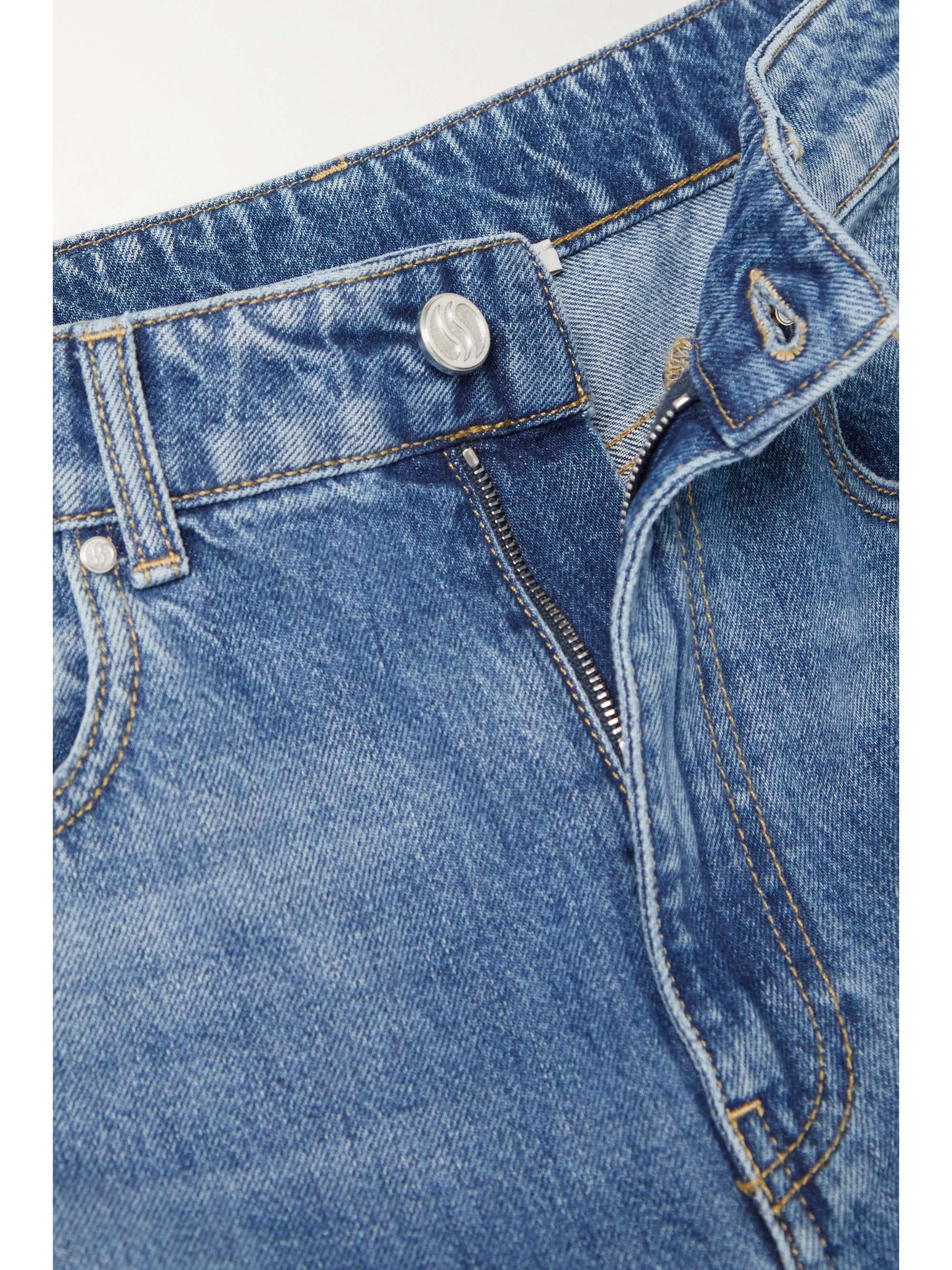 STELLA MCCARTNEY + NET SUSTAIN zip-embellished distressed organic boyfriend jeans