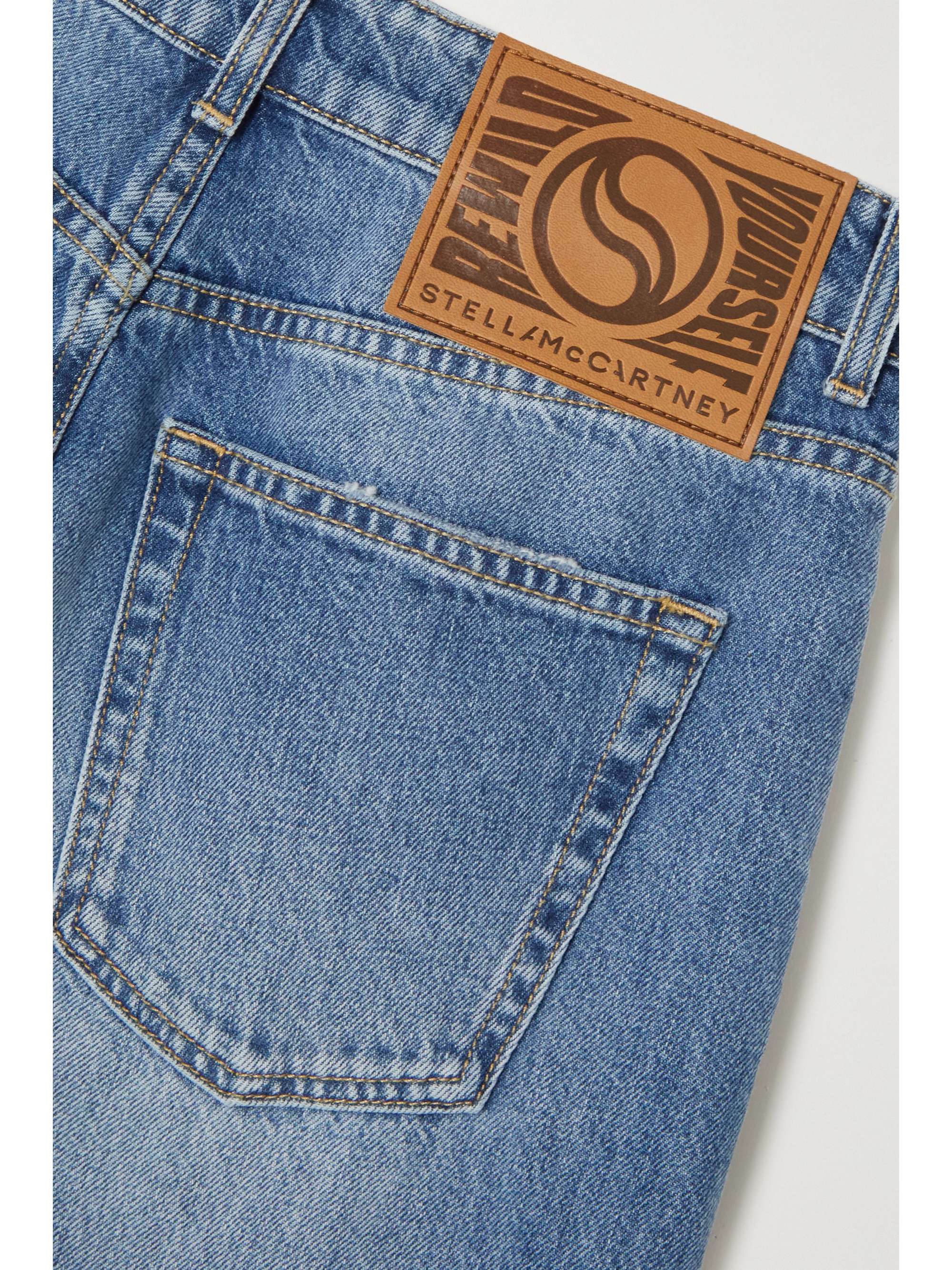 STELLA MCCARTNEY + NET SUSTAIN zip-embellished distressed organic boyfriend jeans