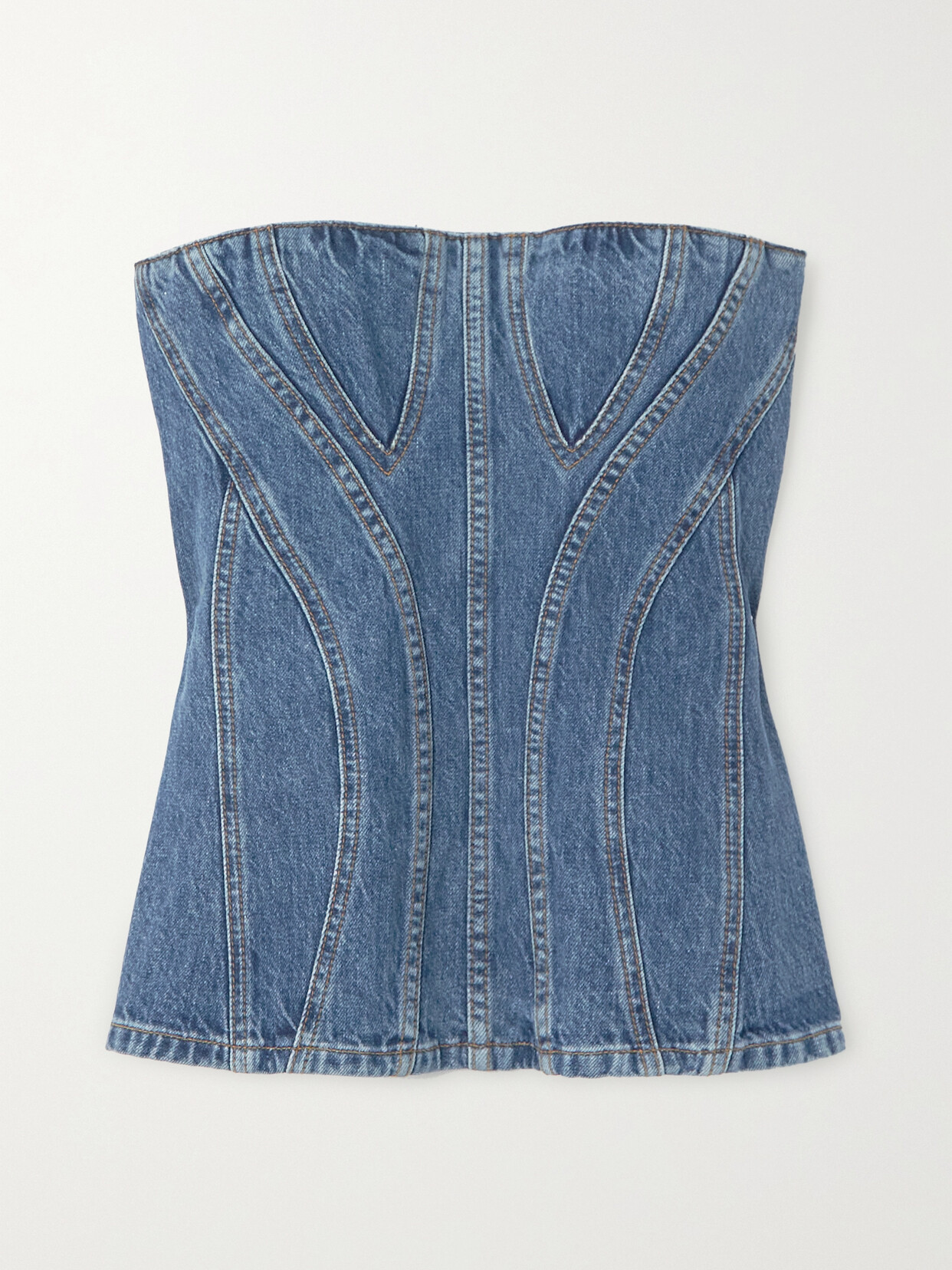 Stella McCartney - Strapless Organic Denim Bustier Top - Blue