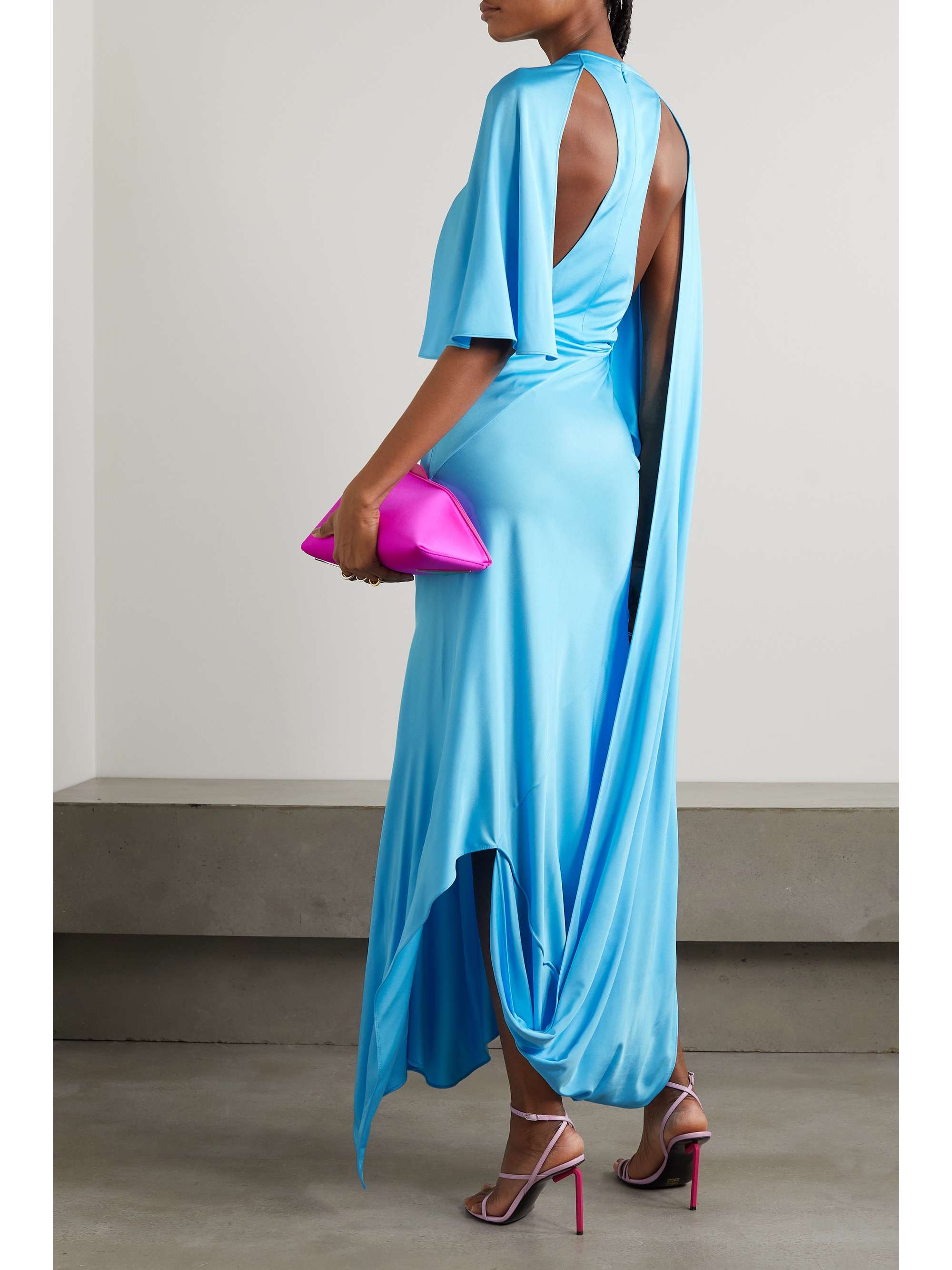 STELLA MCCARTNEY Cape-effect asymmetric jersey maxi dress
