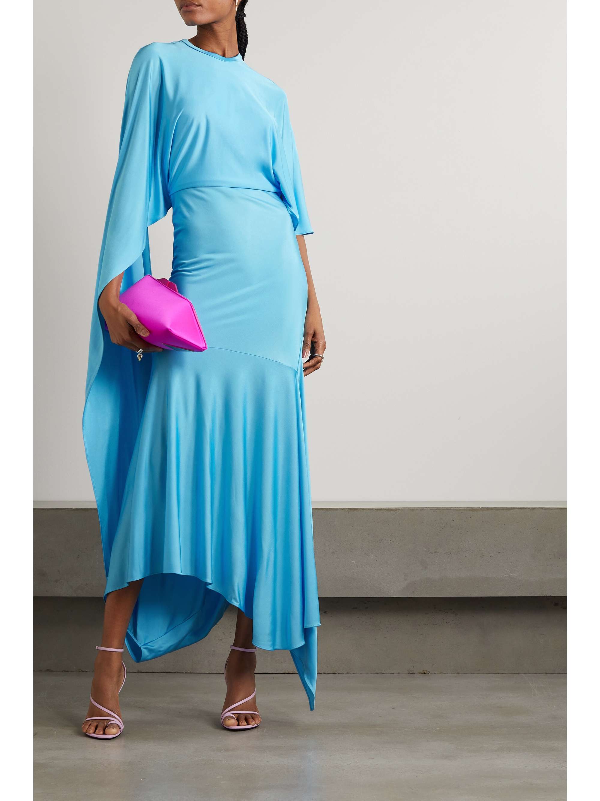 STELLA MCCARTNEY Cape-effect asymmetric jersey maxi dress