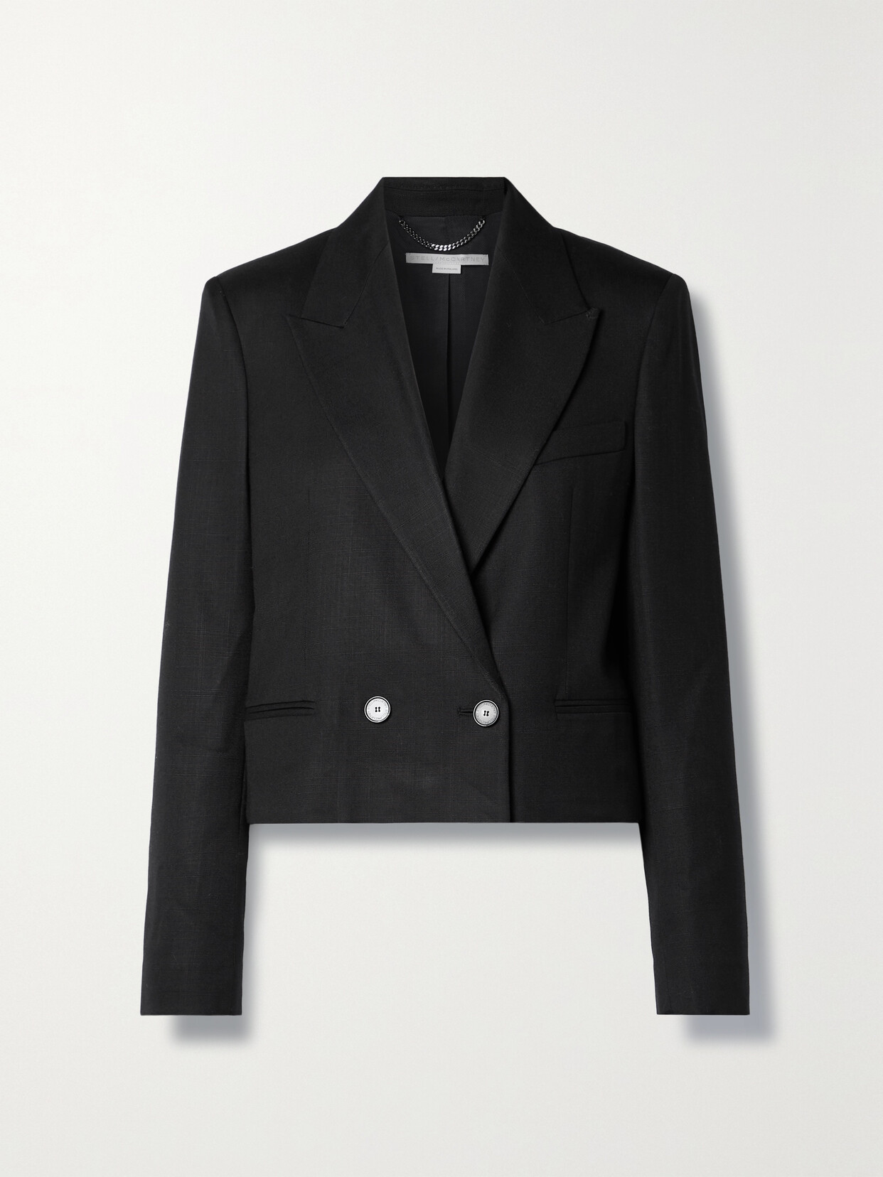 Stella McCartney - Cropped Double-breasted Woven Blazer - Black