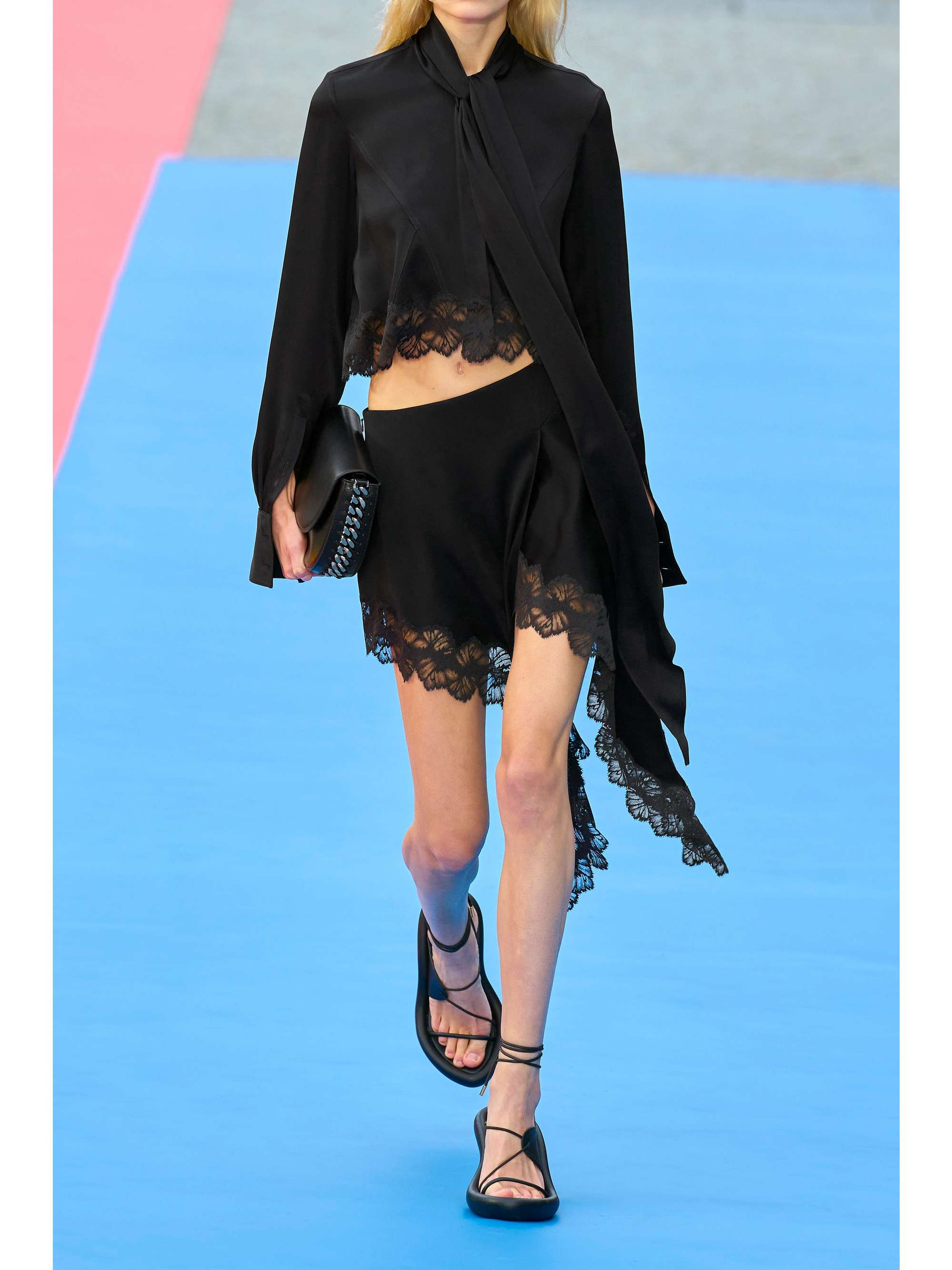STELLA MCCARTNEY 不对称围裹效果蕾丝边饰缎布迷你半身裙