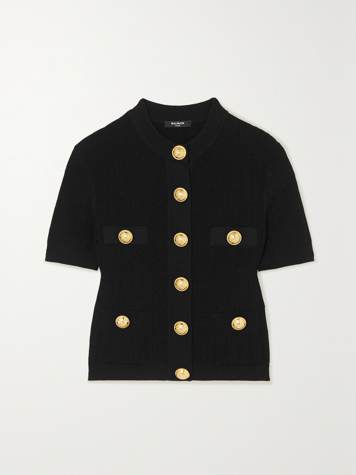 Balmain Buttoned Knitted Cardigan In Black
